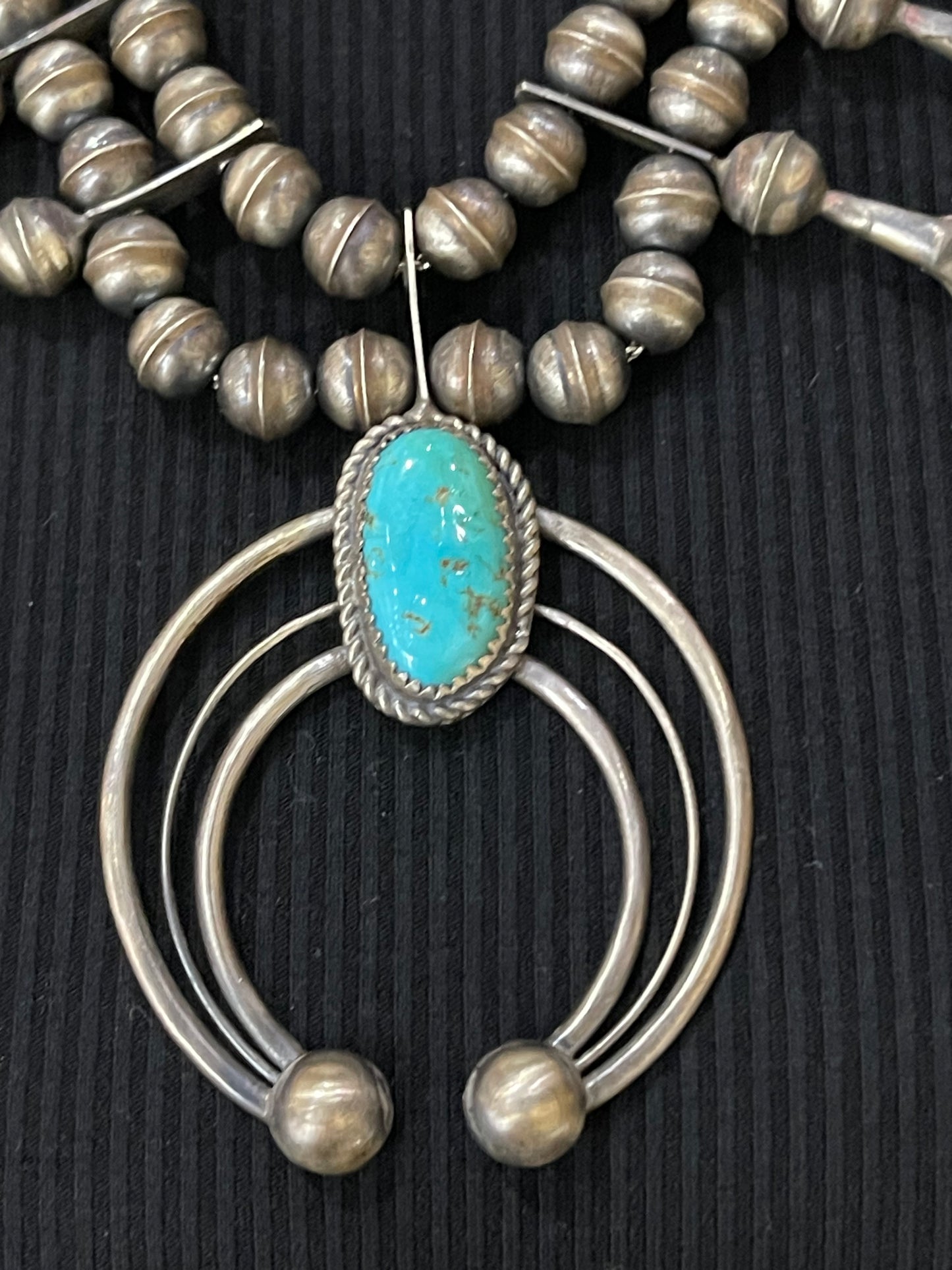 20" Turquoise Naja Squash Blossom Necklace