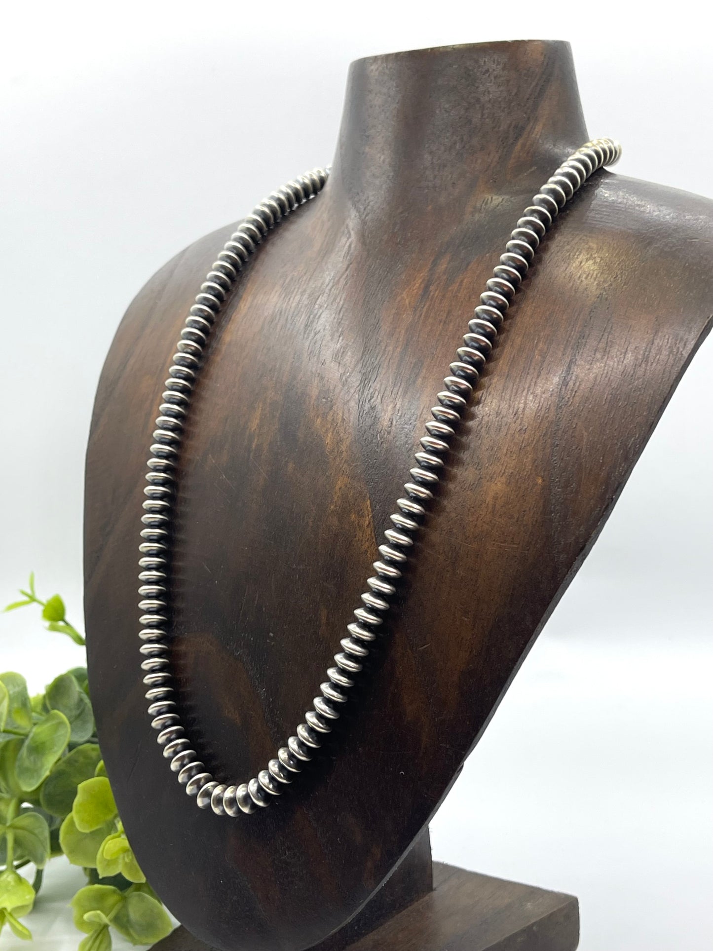 20" 7mm Handmade Rondelle Navajo Pearls by Bryannen Halwood, Navajo