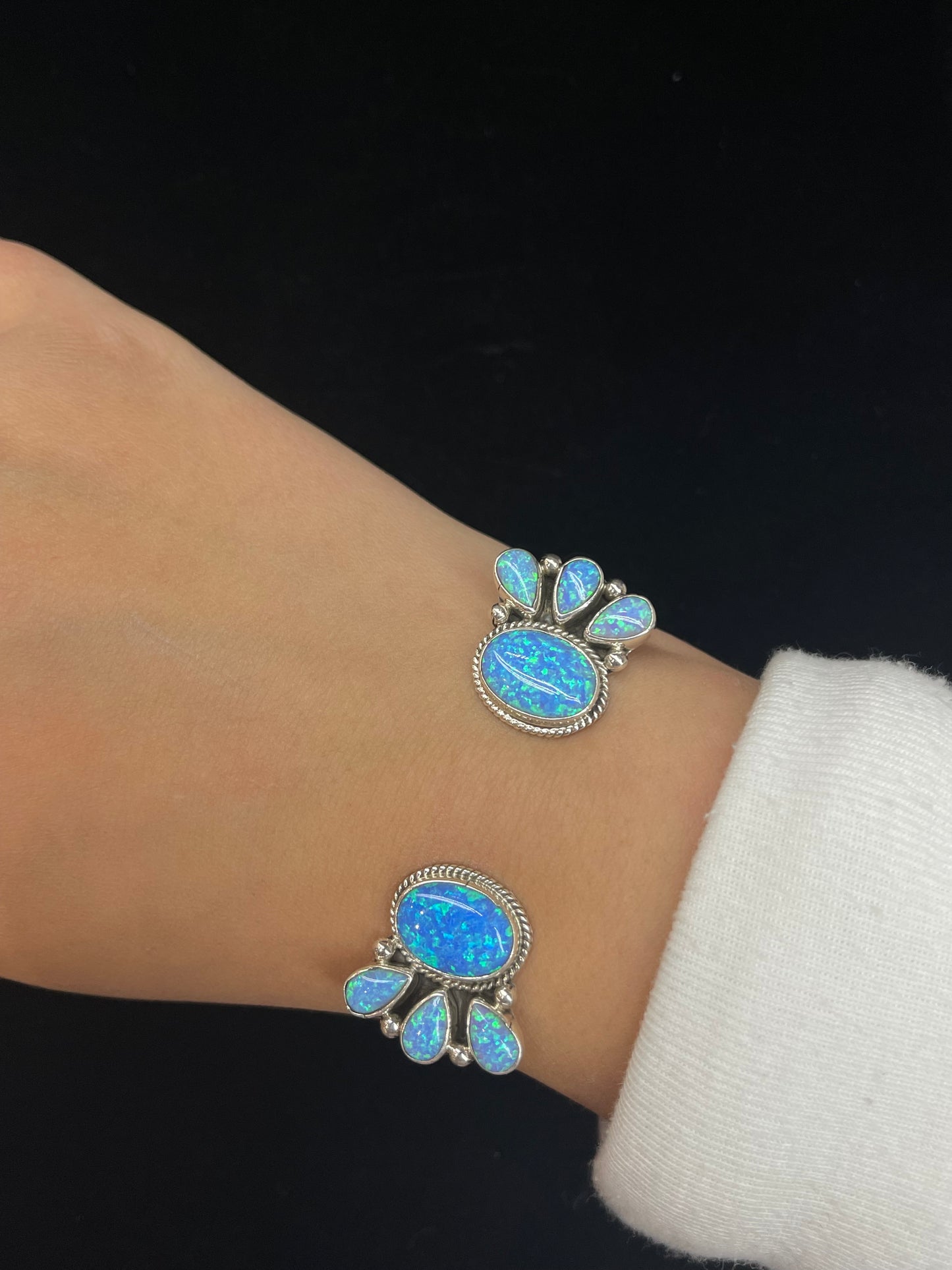5 3/4"-7" Blue Opal Cuff by Annie Sleuth, Navajo
