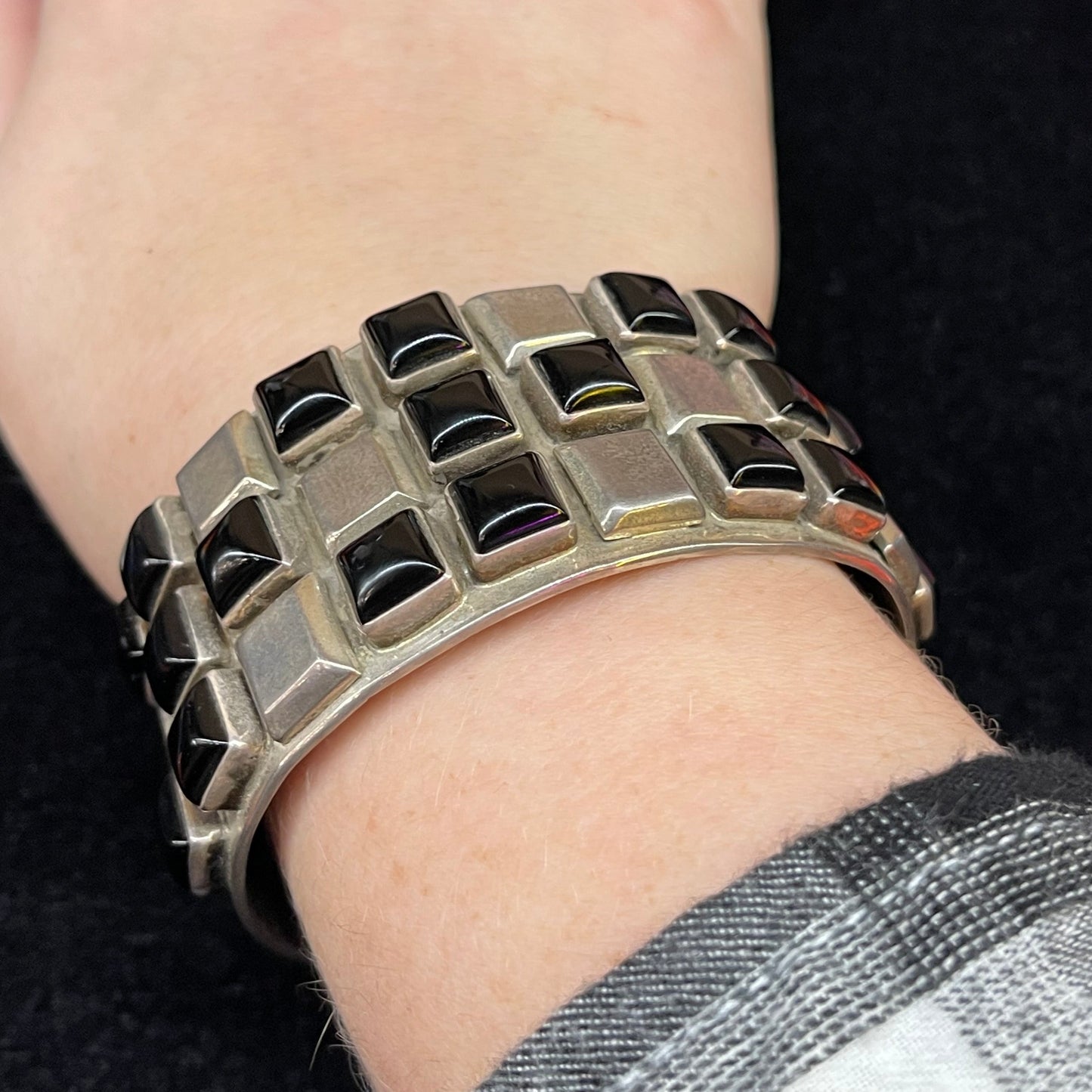 Black Onyx Cuff by Edison Benally, Navajo