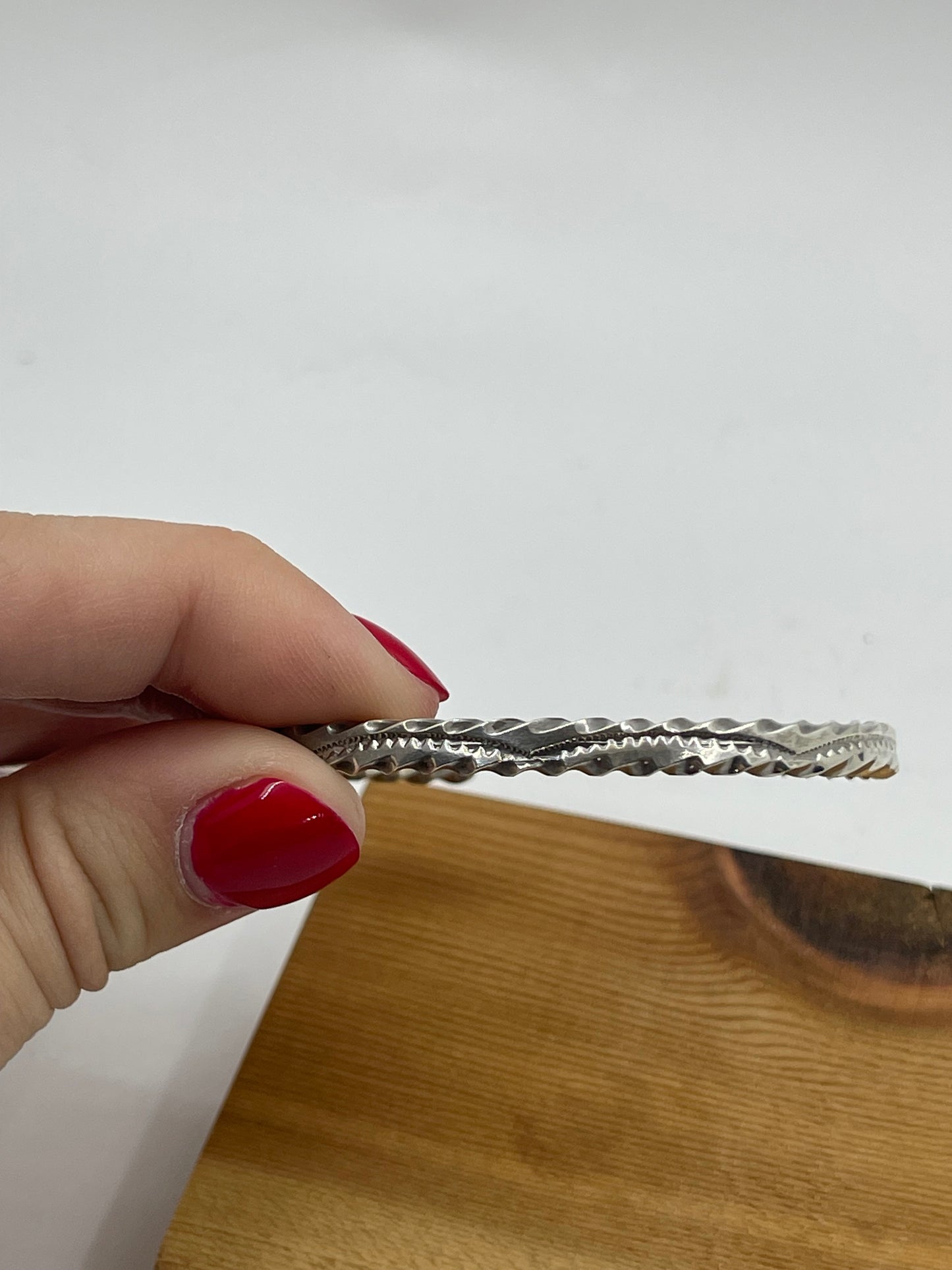 5 1/2"- 6 3/4" Sterling Silver Stacker Cuff by Elaine Tahe, Navajo