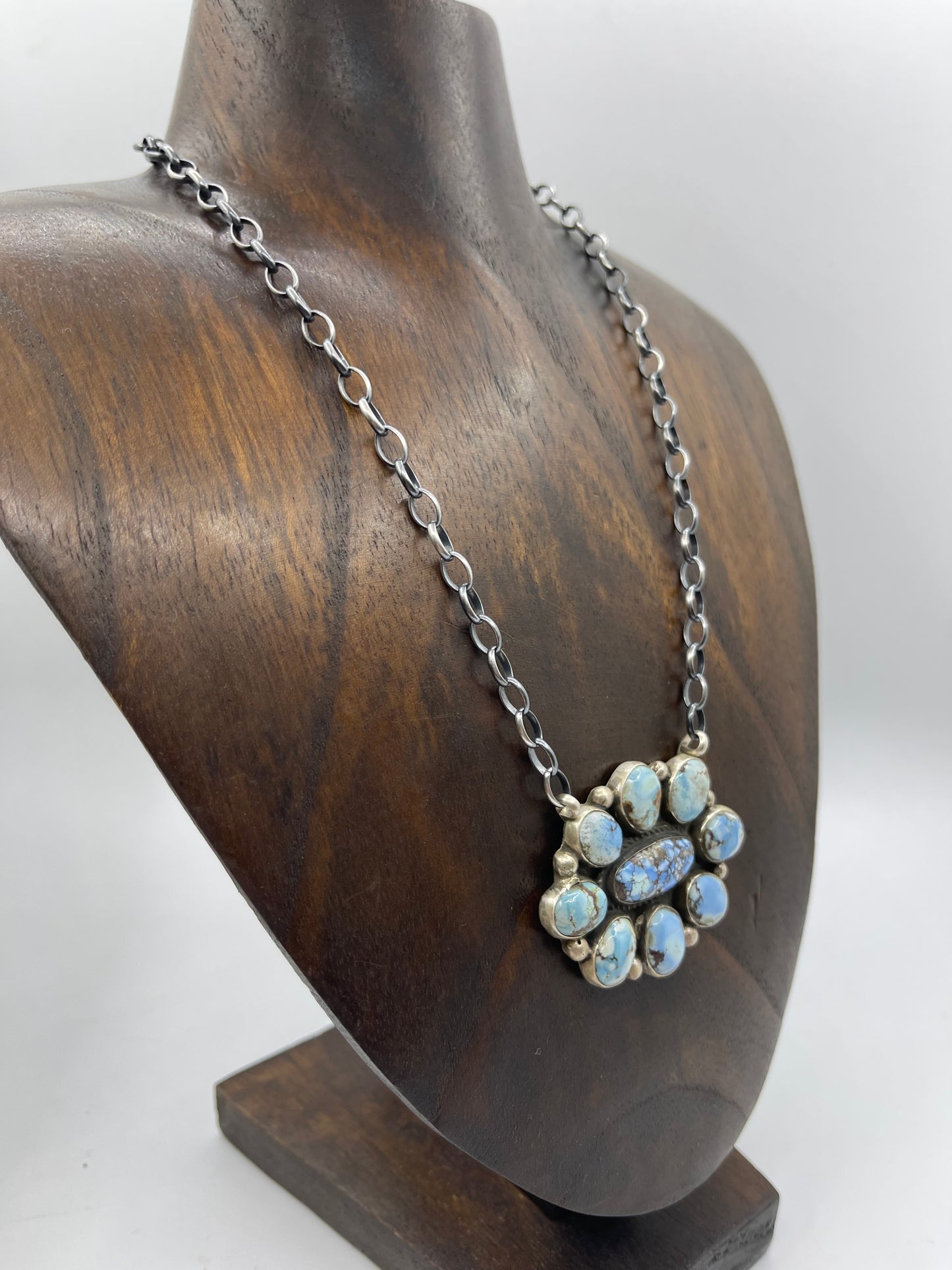Golden Hills Turquoise Cluster Necklace by Geraldine James, Navajo
