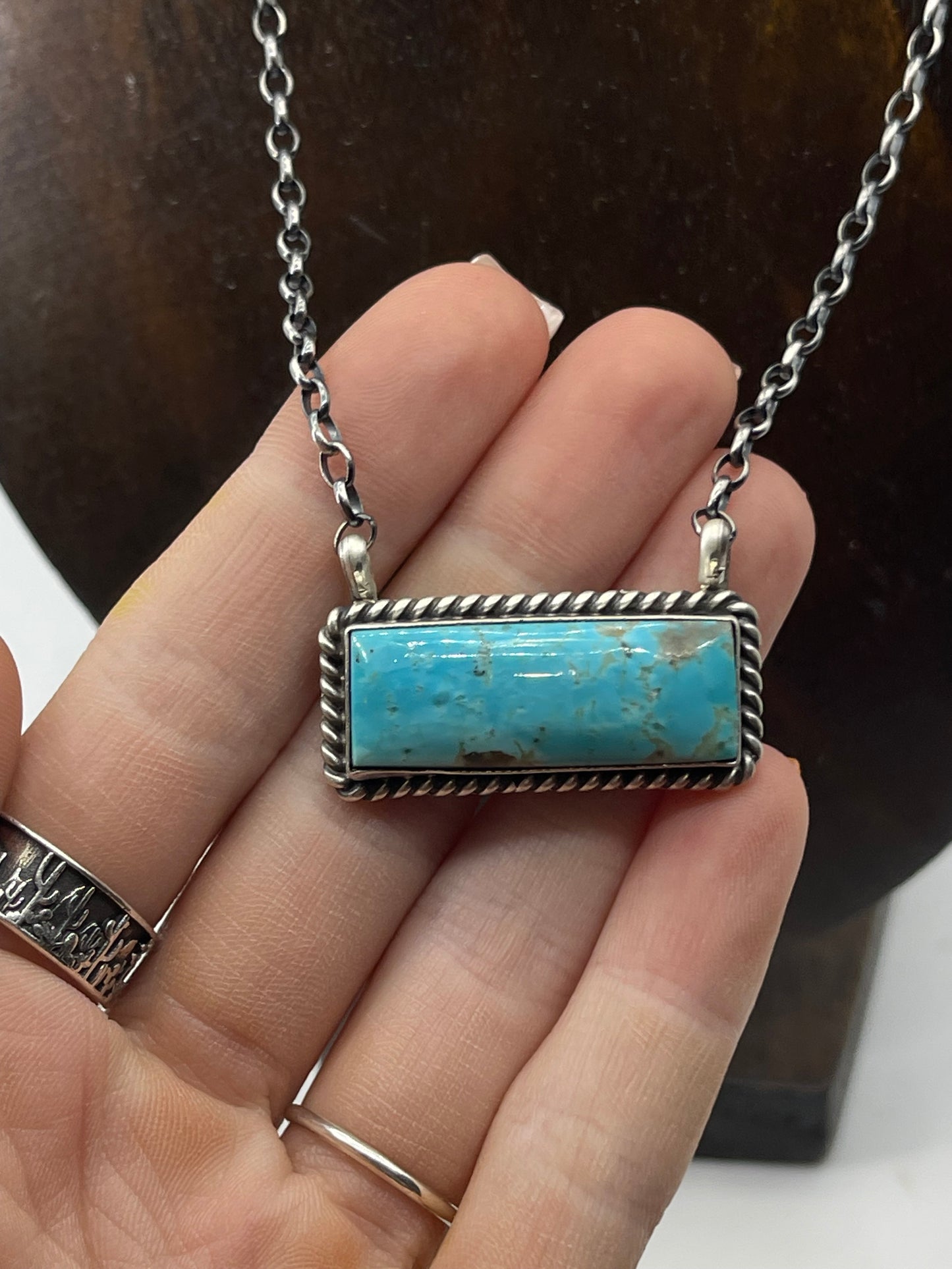 Kingman Turquoise Bar Necklace
