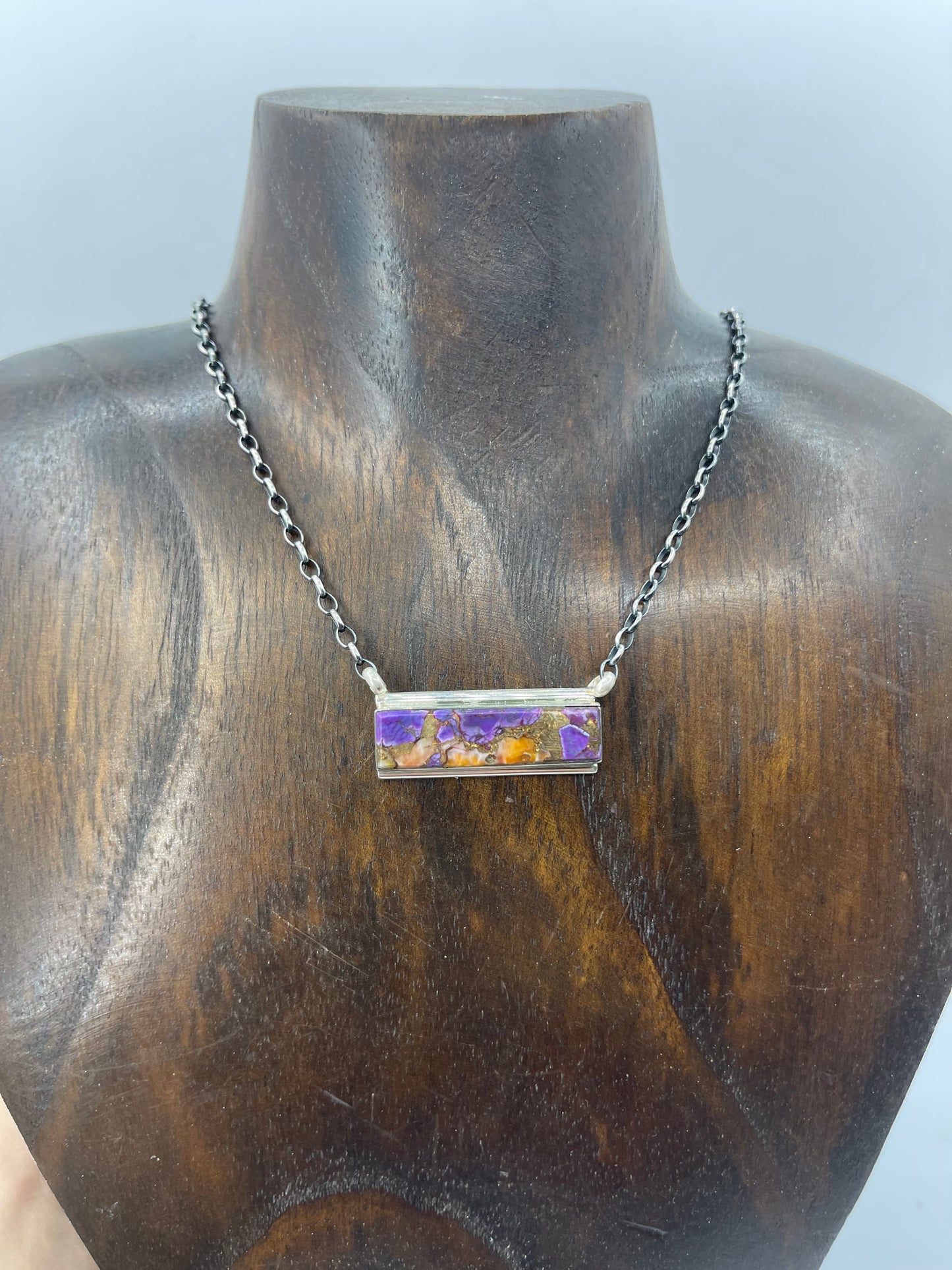 Spiny Bronze Bar Necklace by Steve Francisco, Navajo (Matrix Varies)