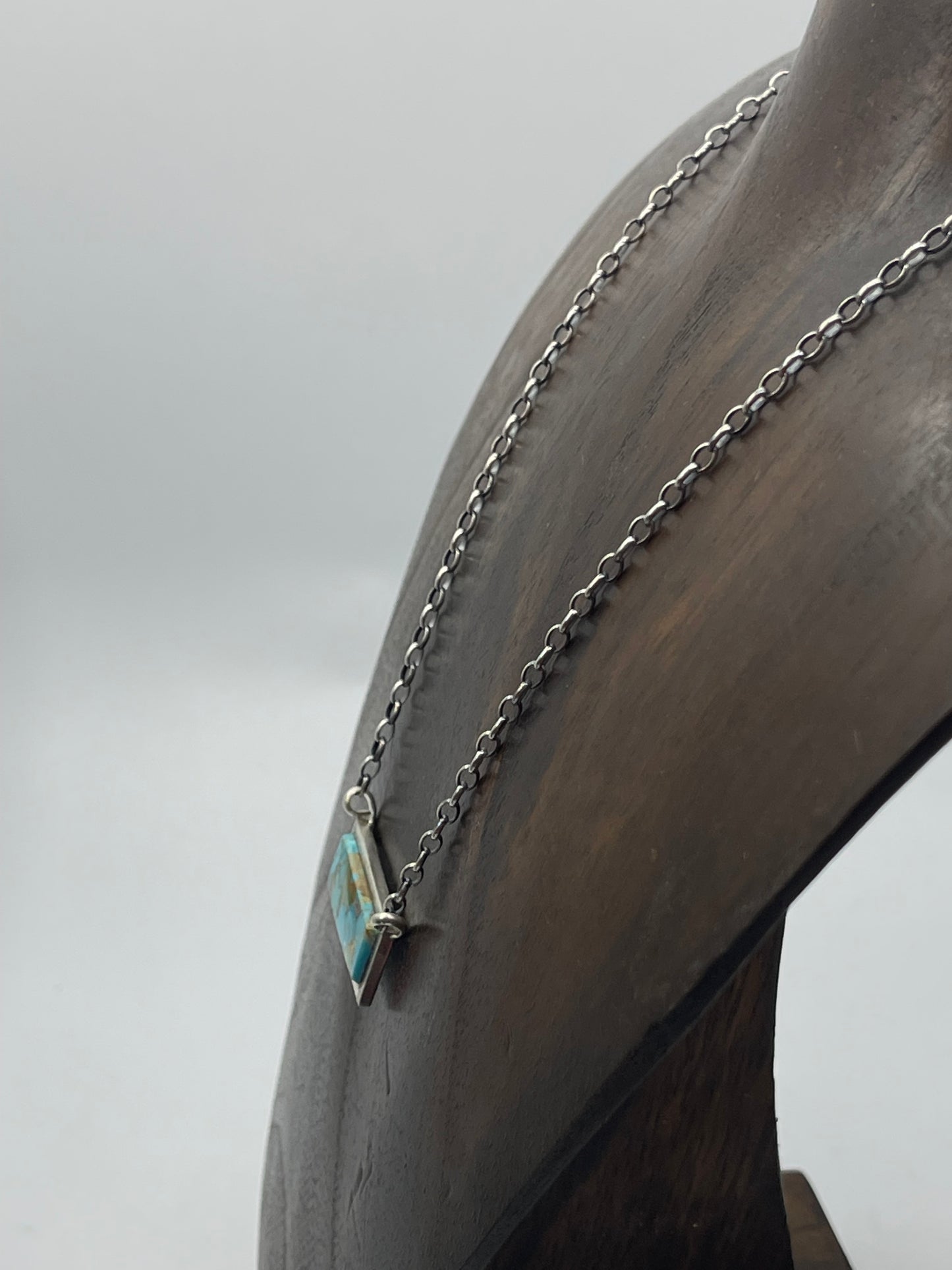 16" Kingman Turquoise Bar Necklace by Steve Fransico, Navajo