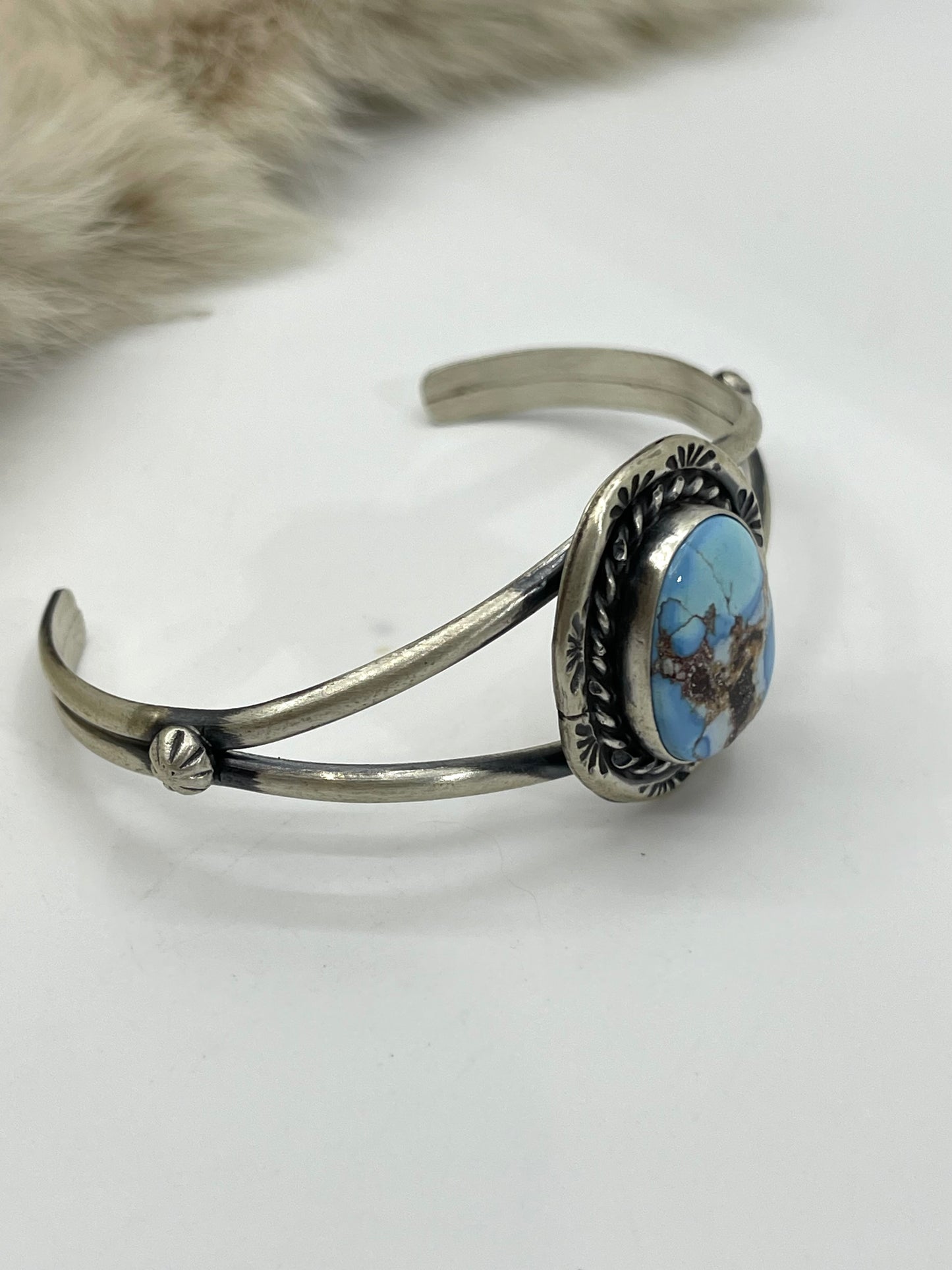 5.5" - 7.25" Golden Hills Turquoise Cuff by Augustine Largo, Navajo