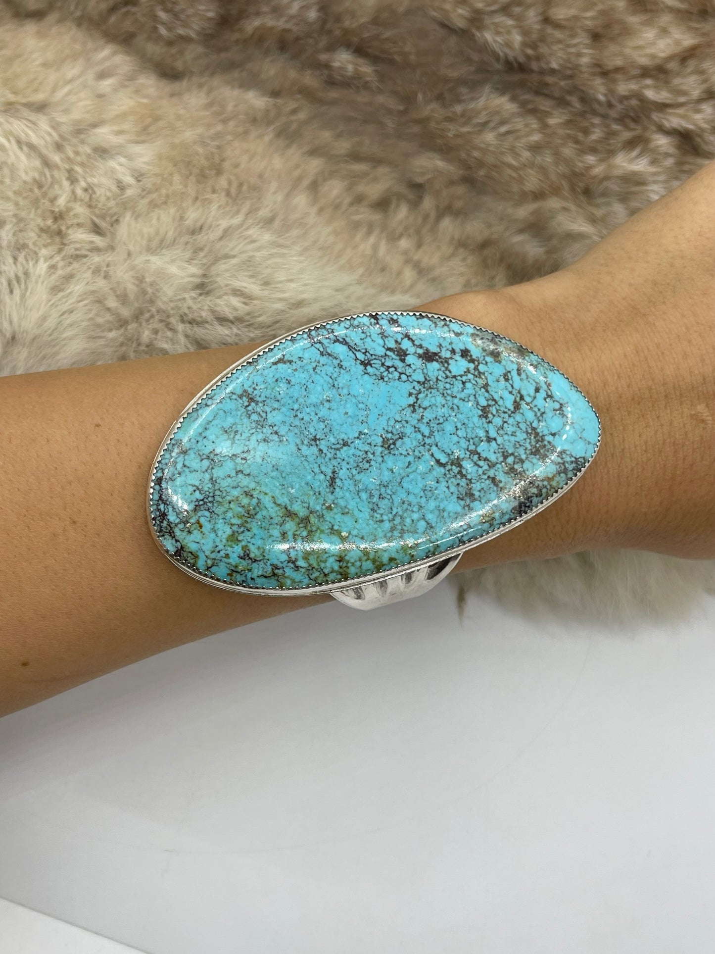 #8 Turquoise Cuff by Carrie Cannon, Kiowa