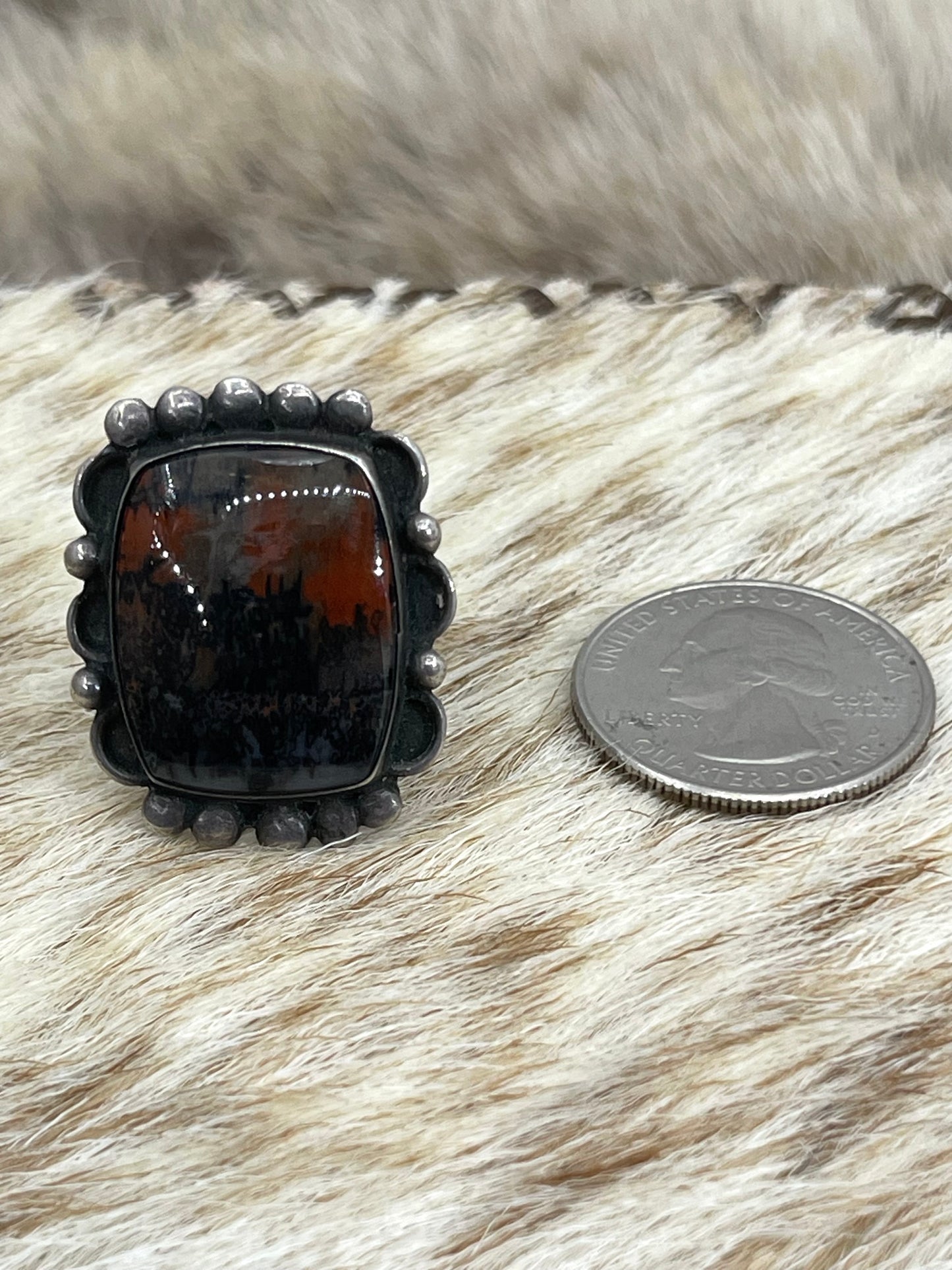 8.5 Petrified Wood Vintage Ring