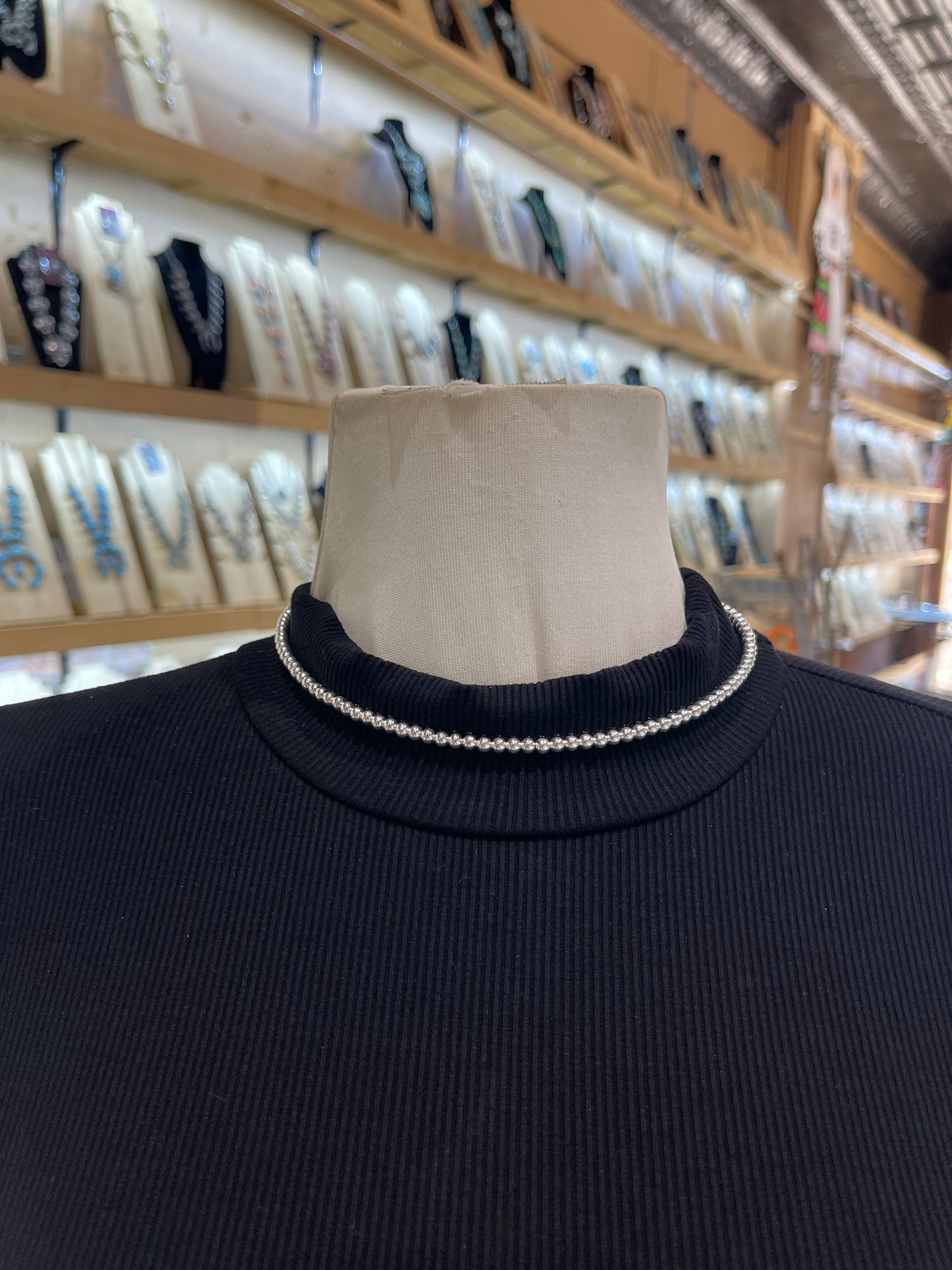 4mm Silverbead Memory Wire Choker by Lucinda Sardo, Navajo