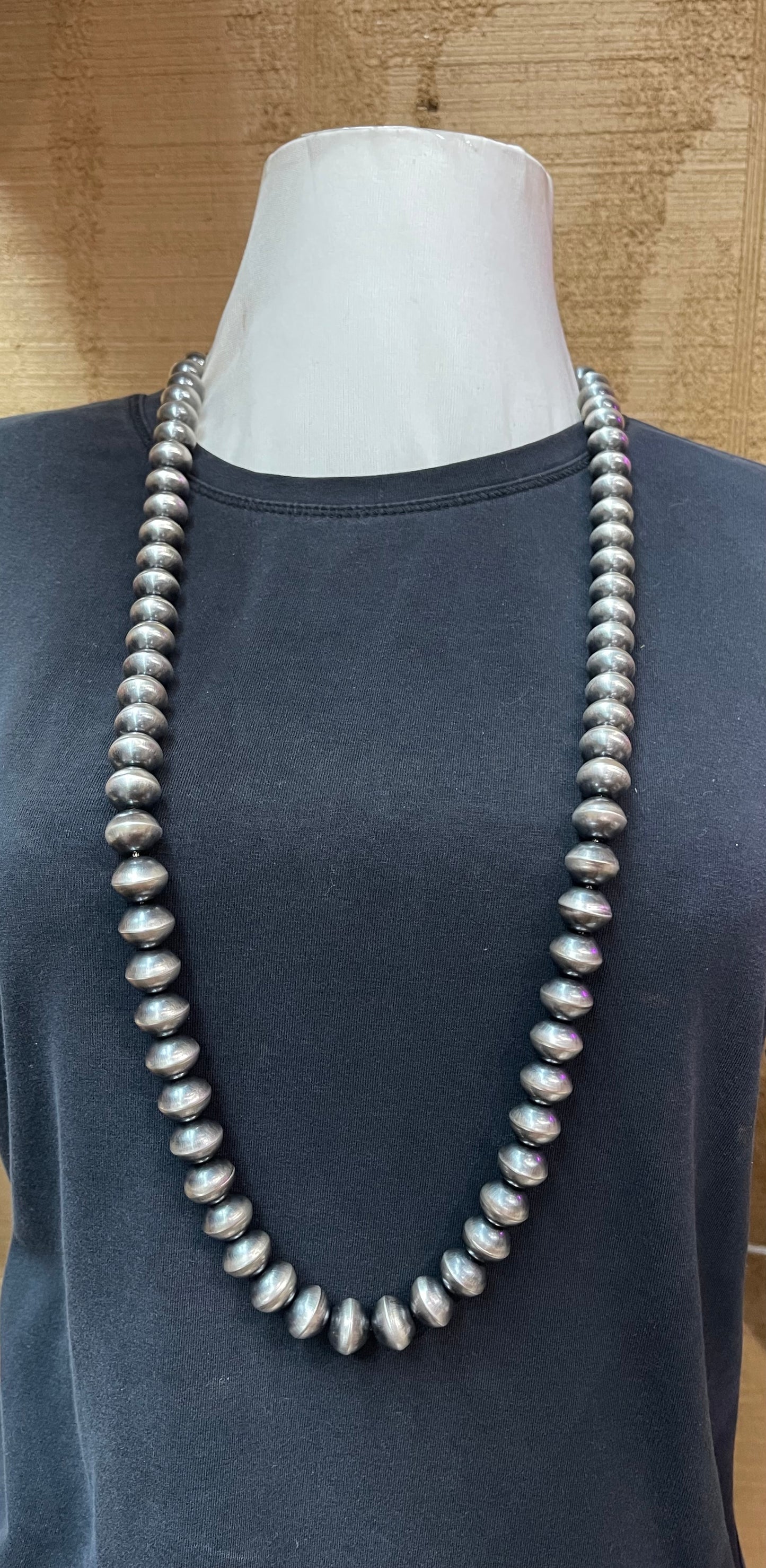 13mm 36" Handmade Saucer Navajo Pearls by Preston Haley, Navajo