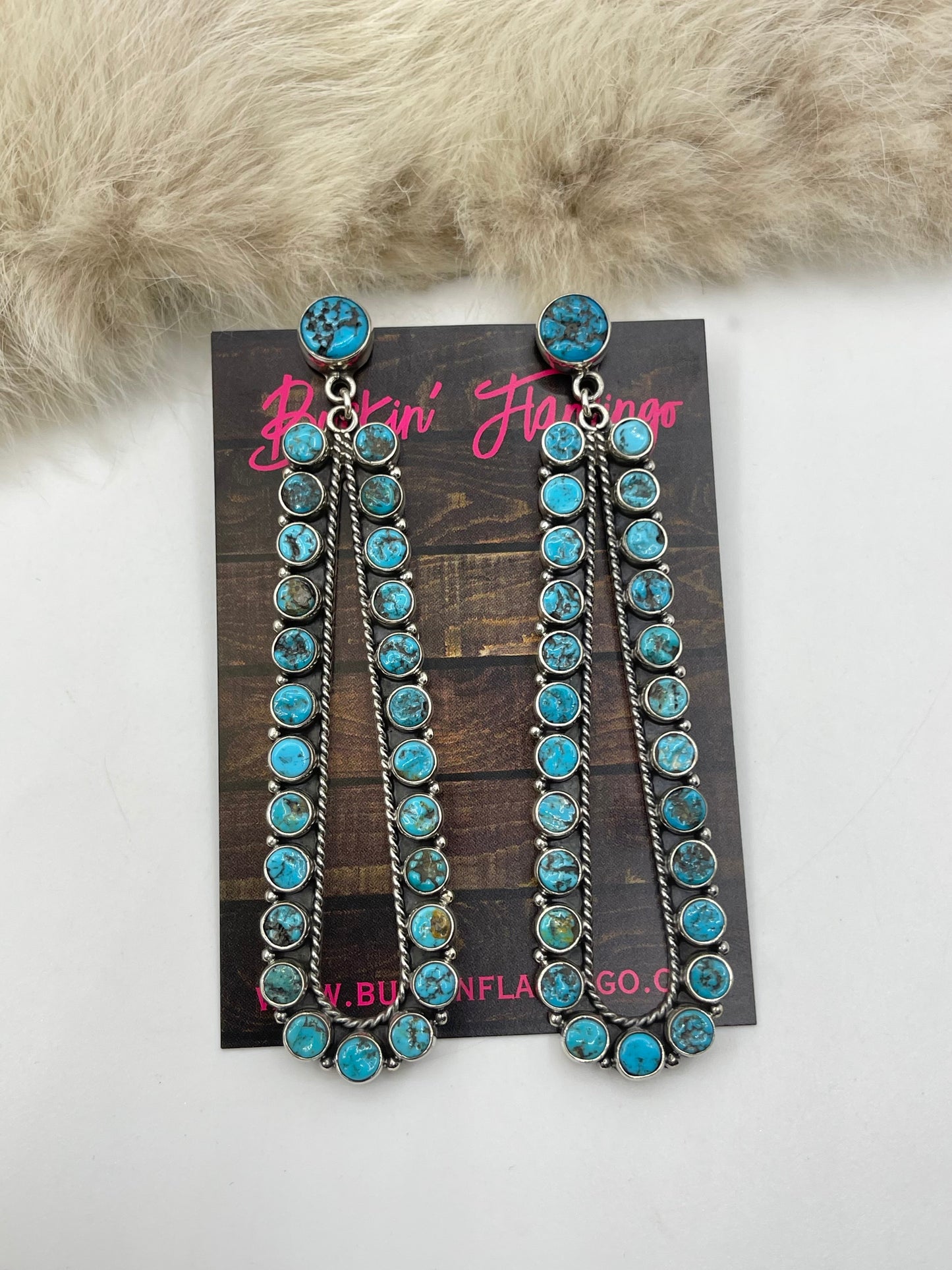 4" Long Natural Sleeping Beauty Turquoise Long Teardrop Dangle Earrings