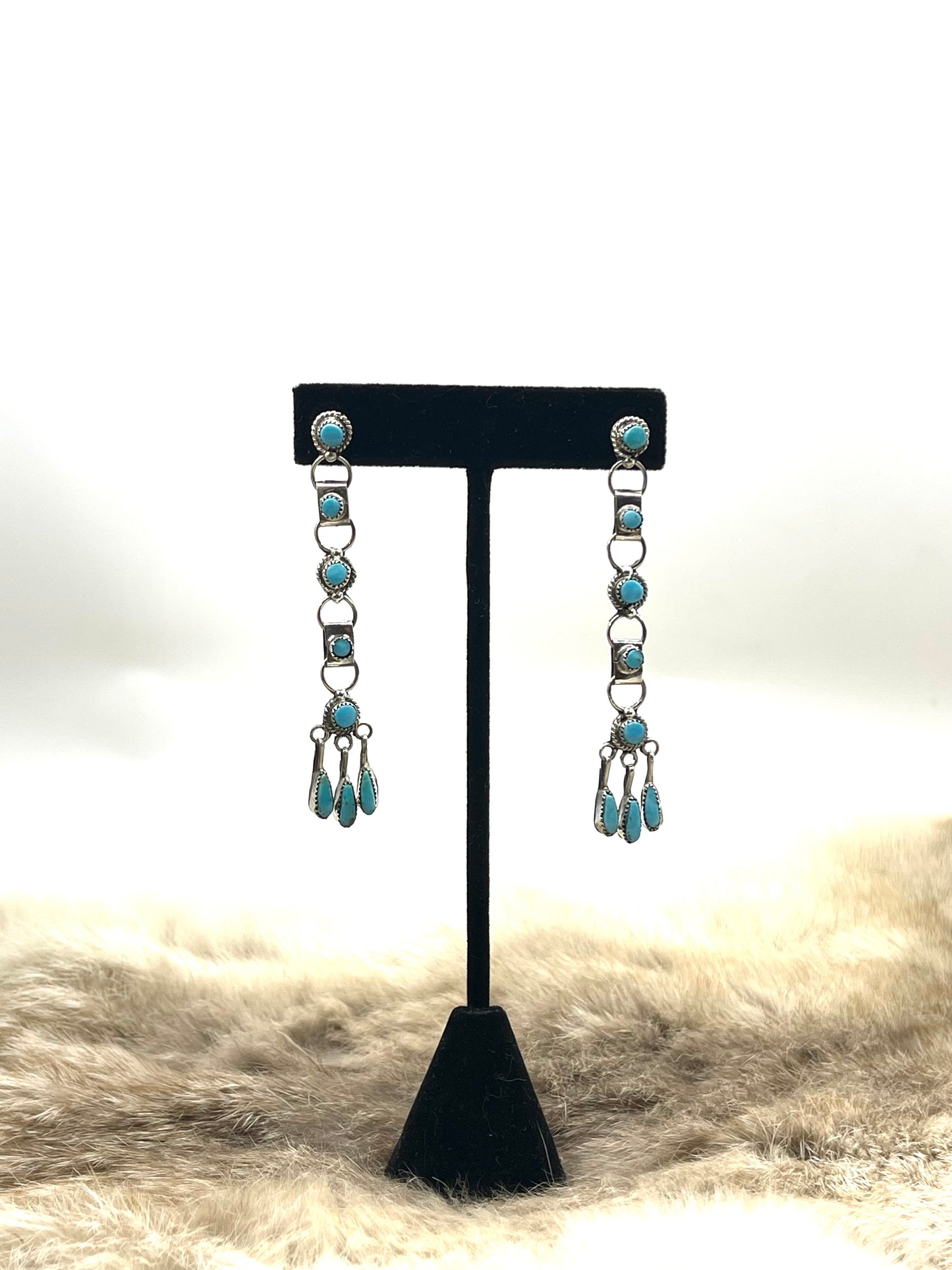 Long Dangle Earrings by Viola Bobelu, Zuni