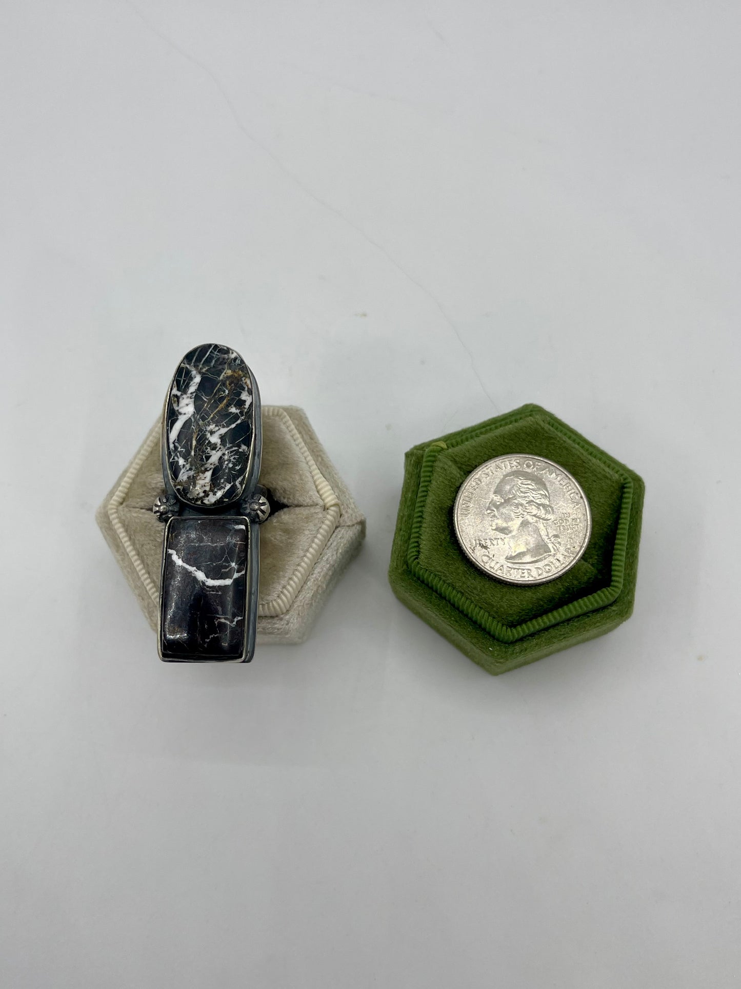 6.5 2 Stone White Buffalo Ring