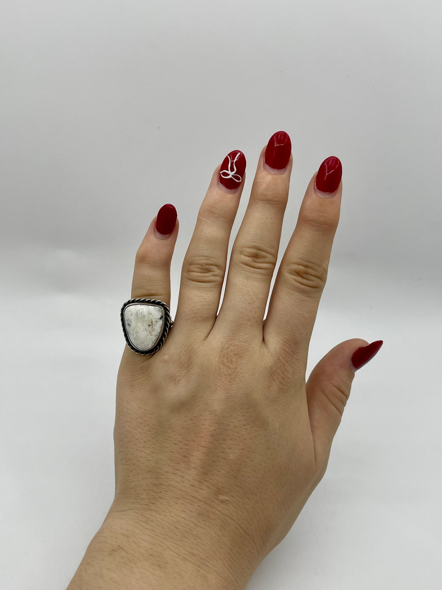 6.5 Triangular White Buffalo Ring