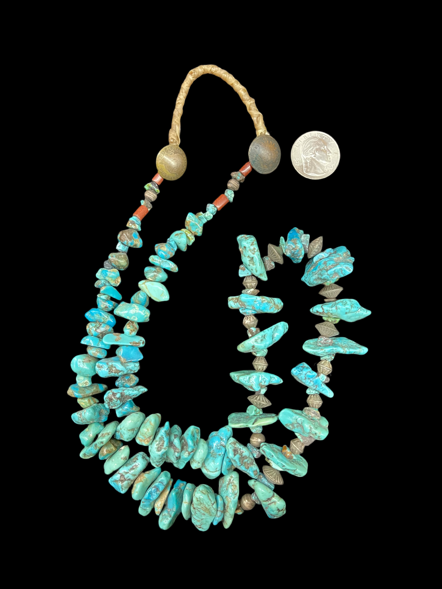 Handmade Sinew Strung Turquoise Nugget Necklace