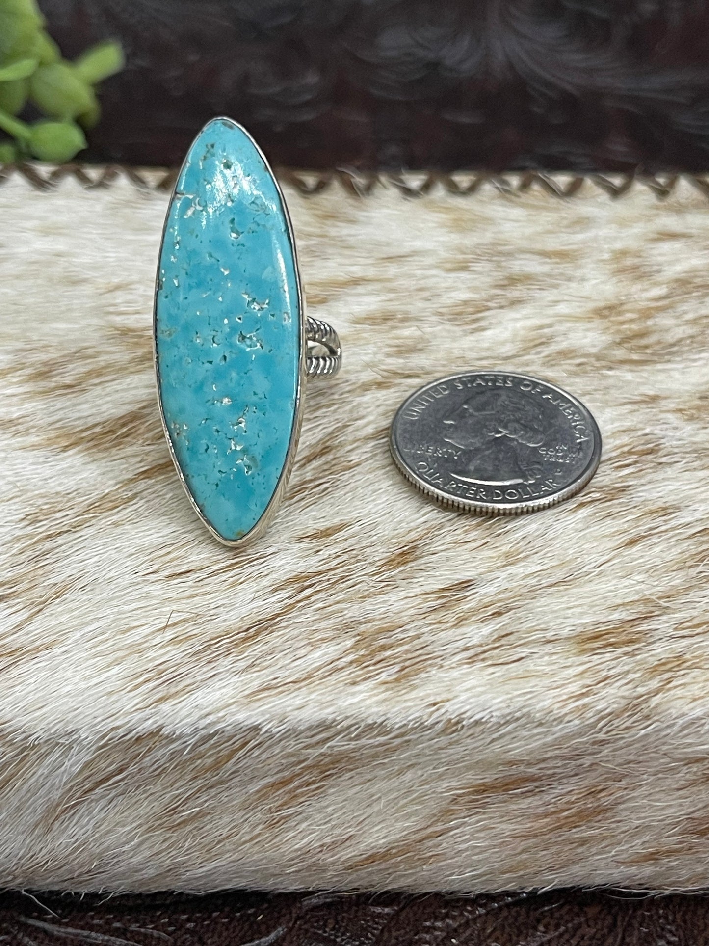 8.0 Kingman Turquoise Oval Ring