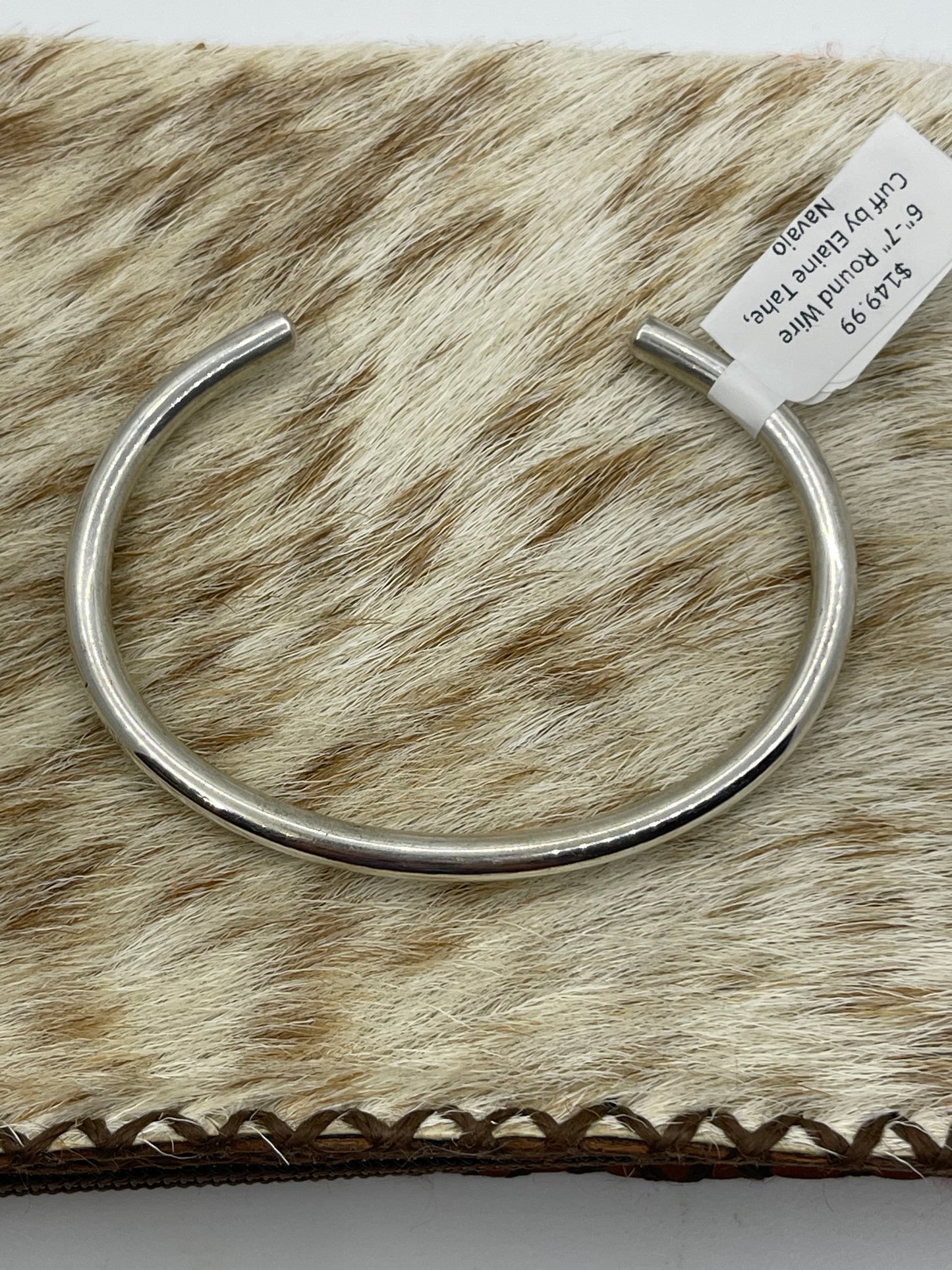 6"-7" Round Wire Cuff by Elaine Tahe, Navajo