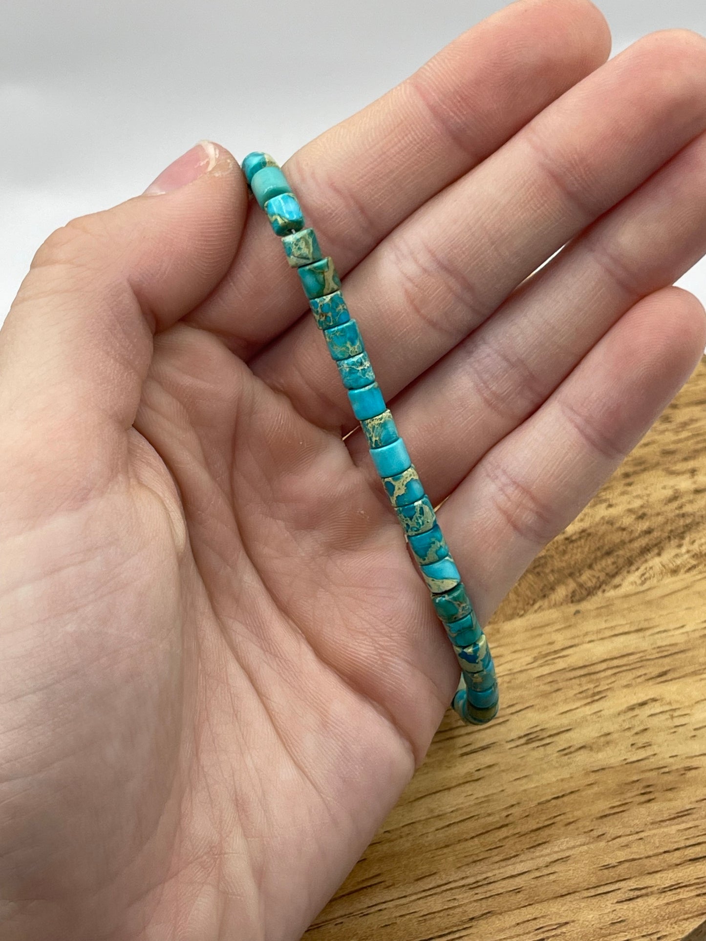8 1/2"+1" Turquoise Heishi Bead Anklet