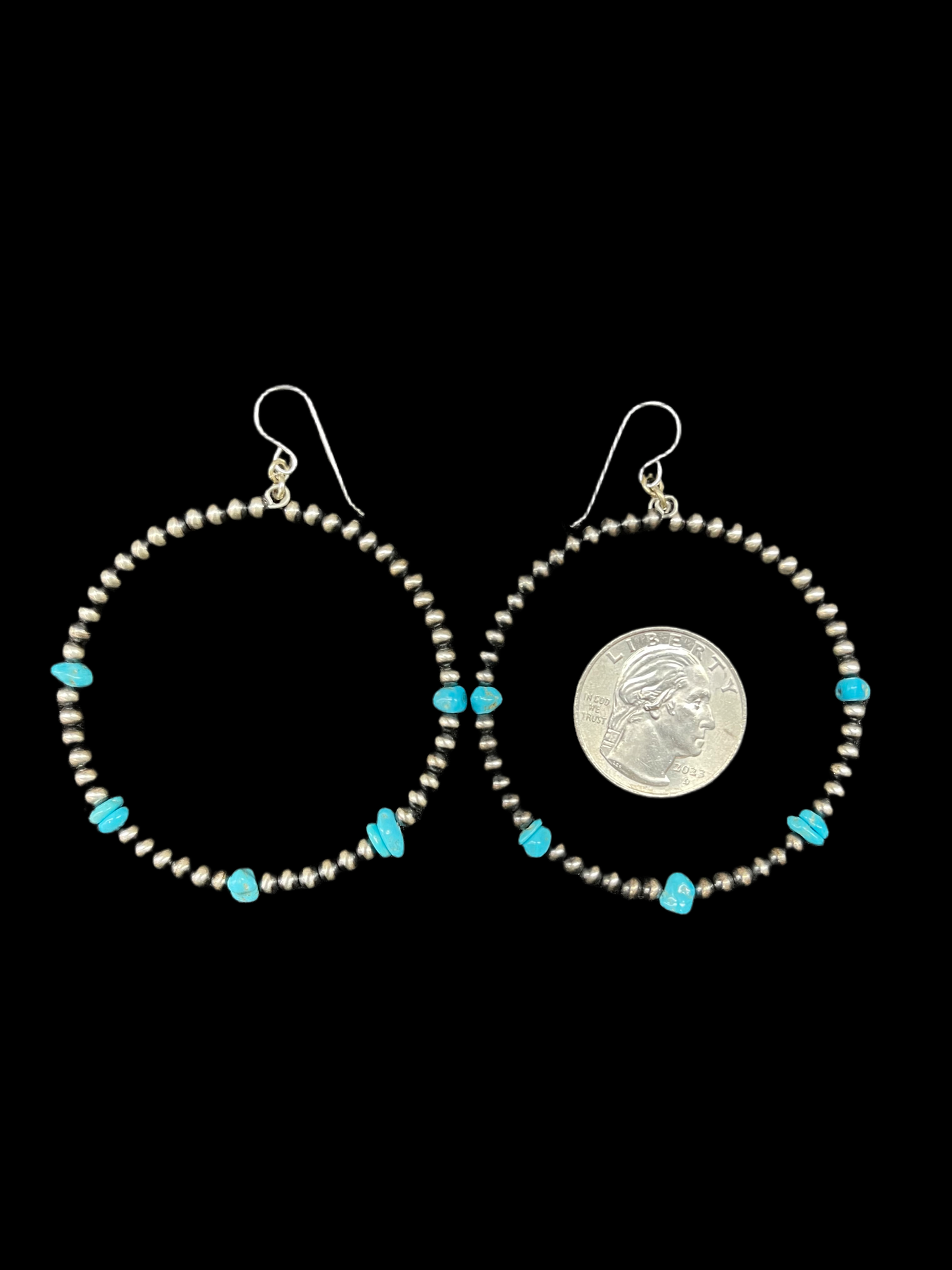 Navajo Pearl Hoops Chunk of Natural Sleeping Beauty