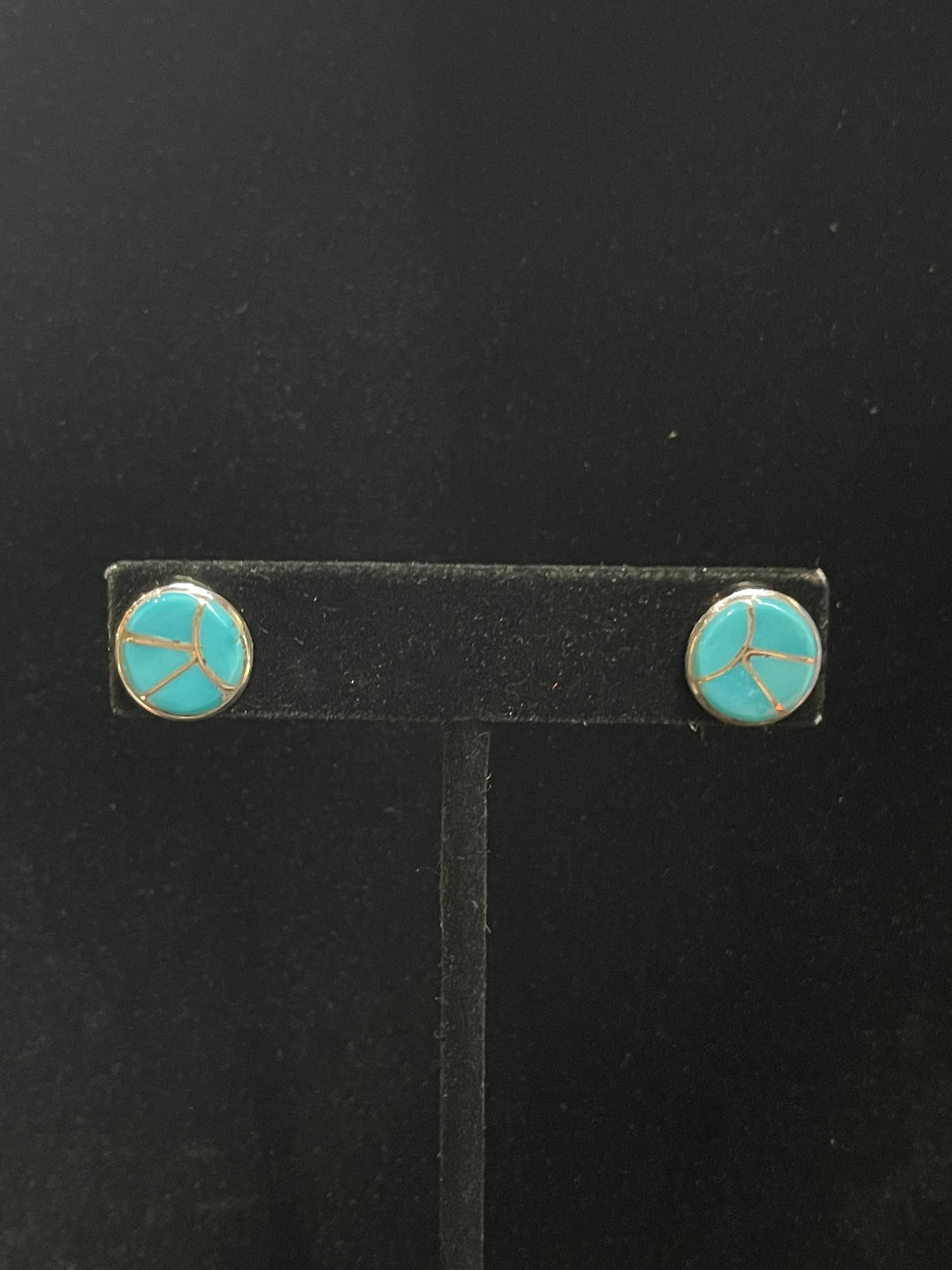 Turquoise Fish Scale Inlay Post Earrings by Delorna Lahi, Zuni