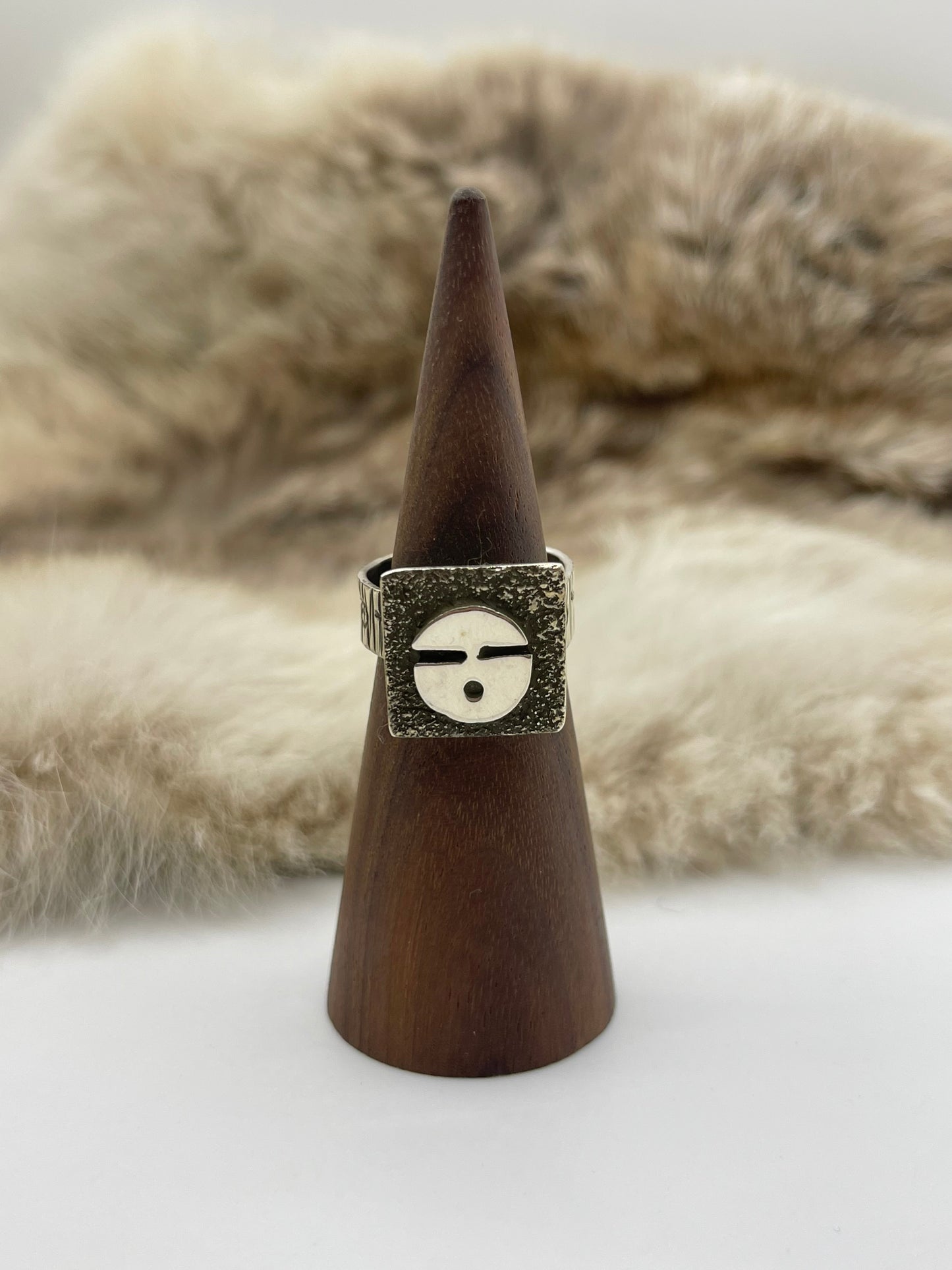 Adjustable 7.0-11.0 Sun Face Ring by Alex Sanchez, Navajo