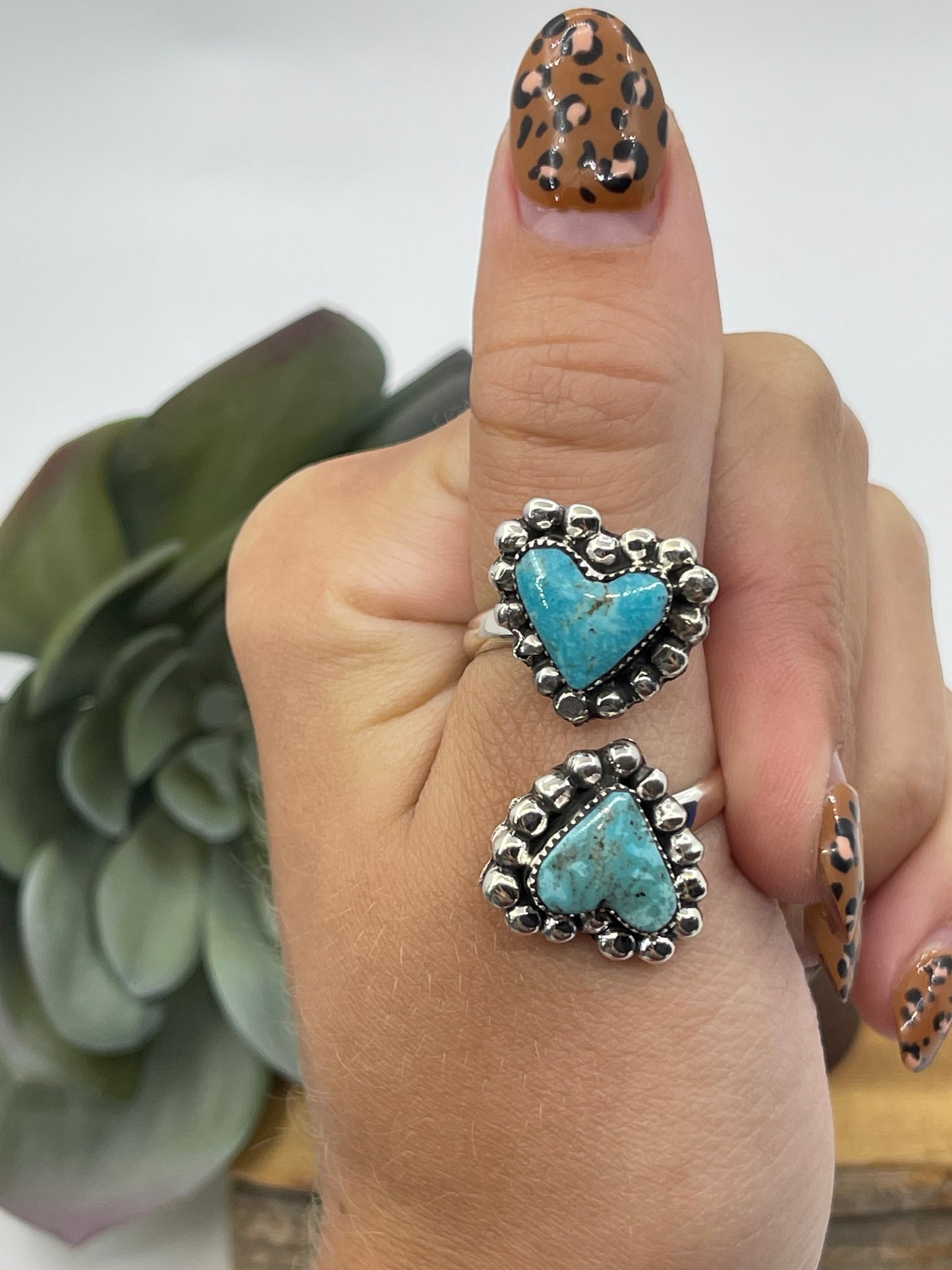 10.0 2 Stone Heart Ring by Arlene Lewis, Navajo