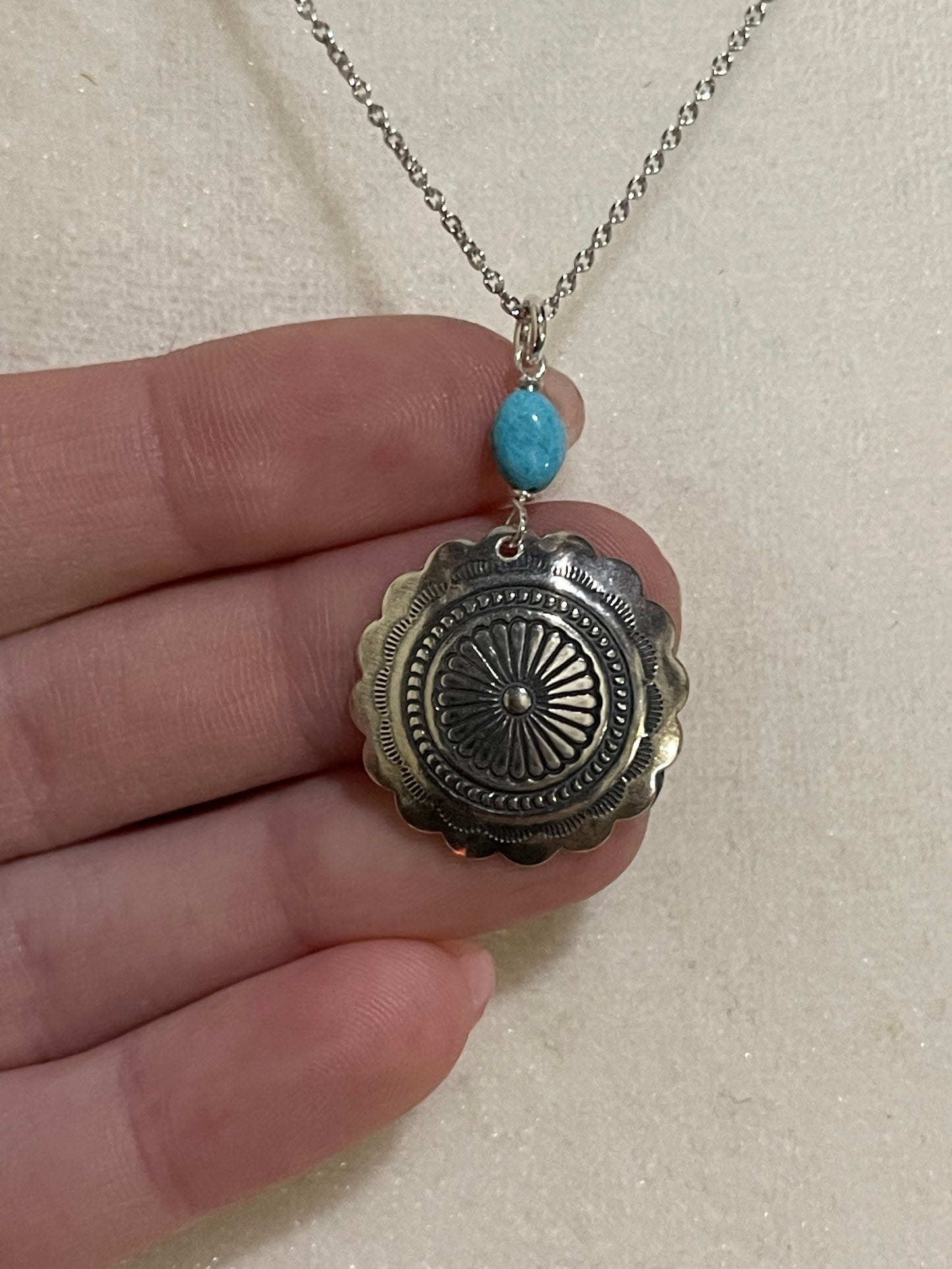 16" Concho with Turquoise Necklace