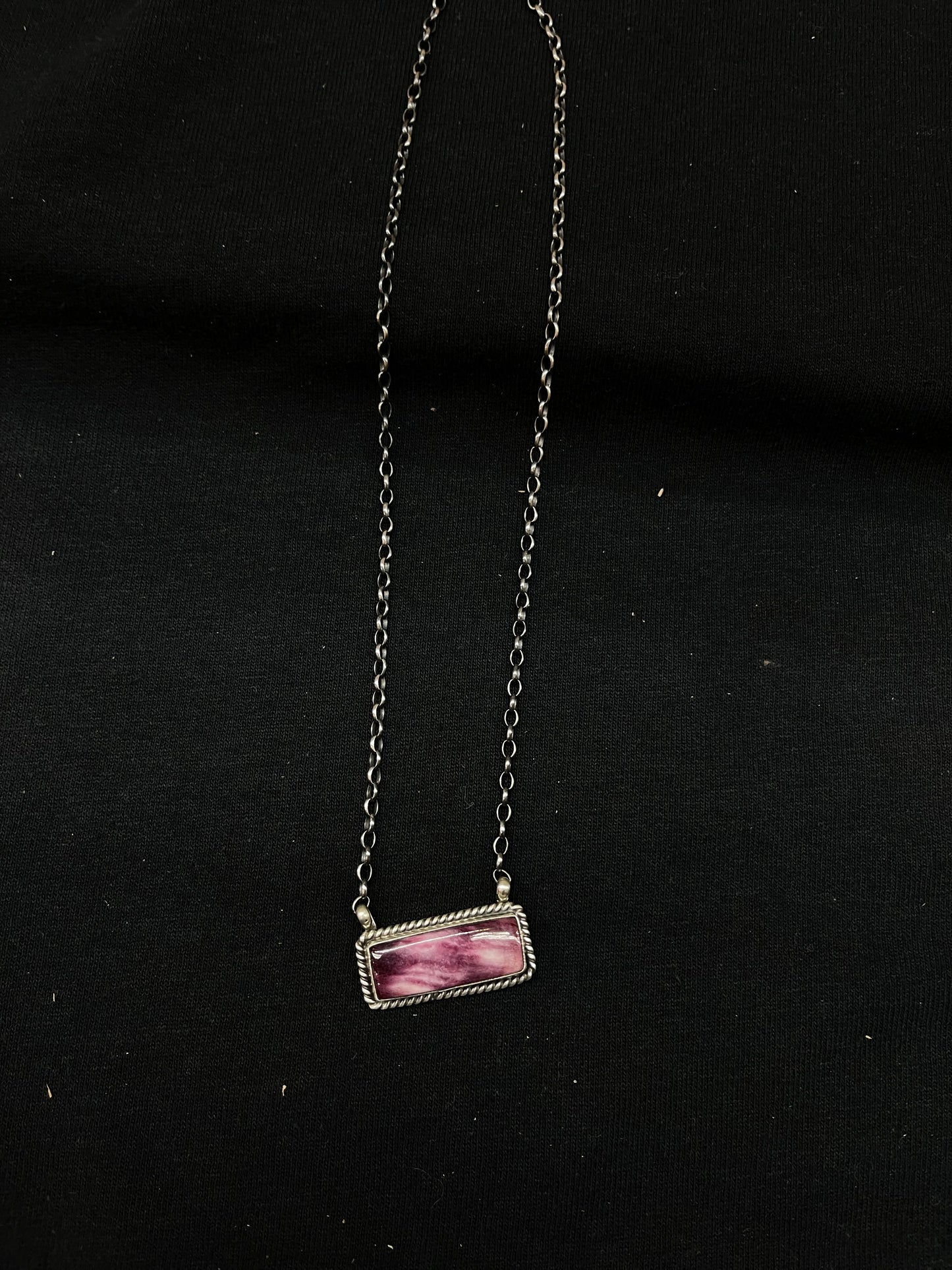 Purple Spiny Oyster Shell Bar Necklace by Johnny Dixon, Navajo