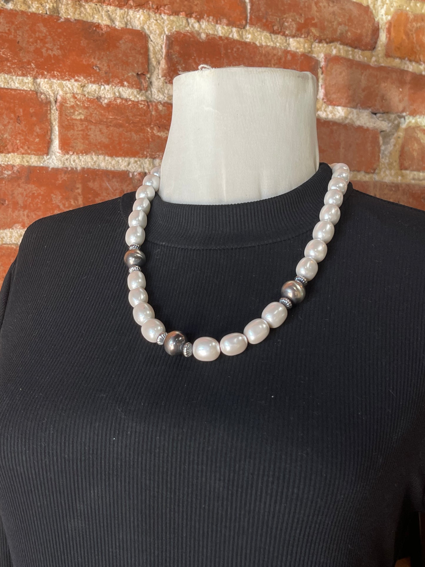 Fresh Water Pearls and Navajo Pearls Necklace