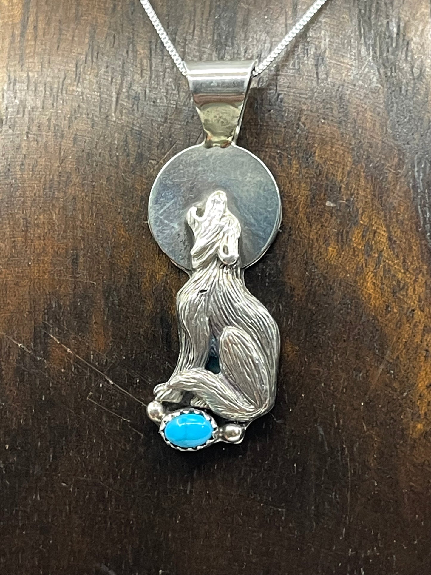18" Howling Wolf/Coyote Necklace by Annette Chiquito, Navajo