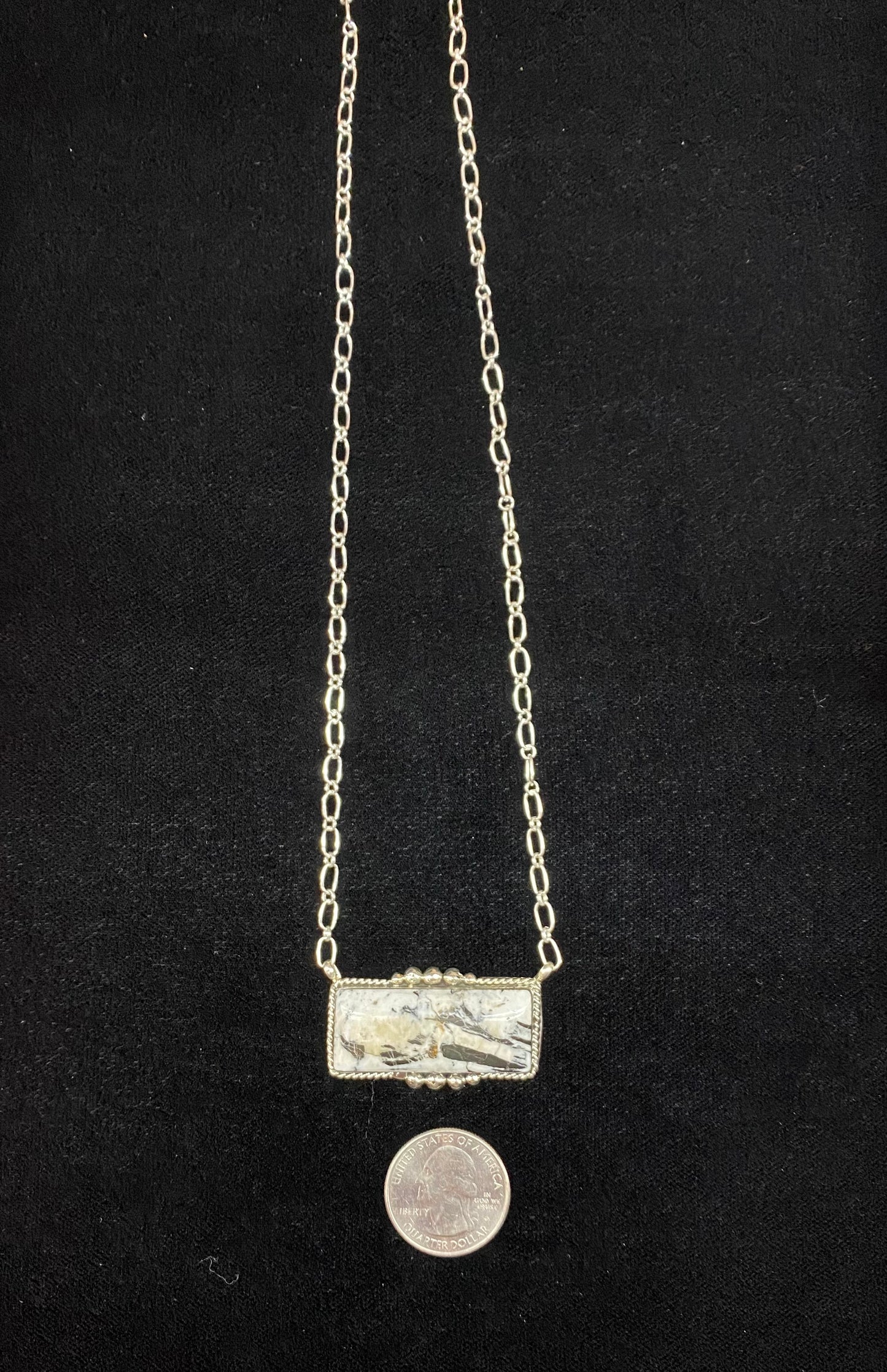 20" White Buffalo Bar Necklace by Gilbert Smith, Navajo