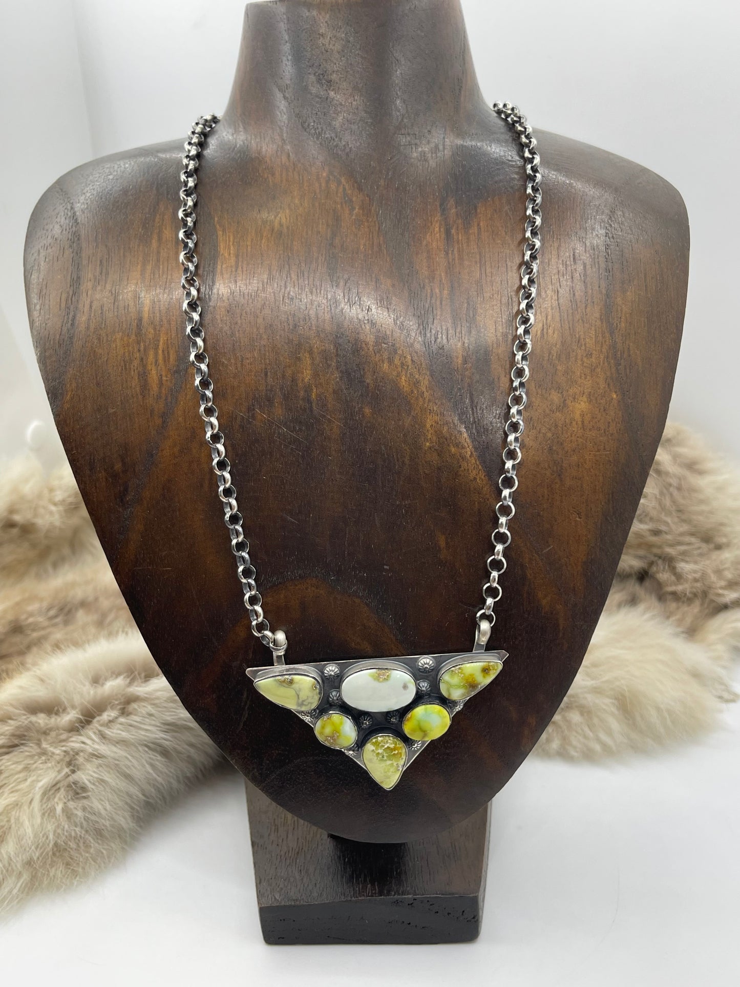 18" Triangle Palomino Turquoise Necklace