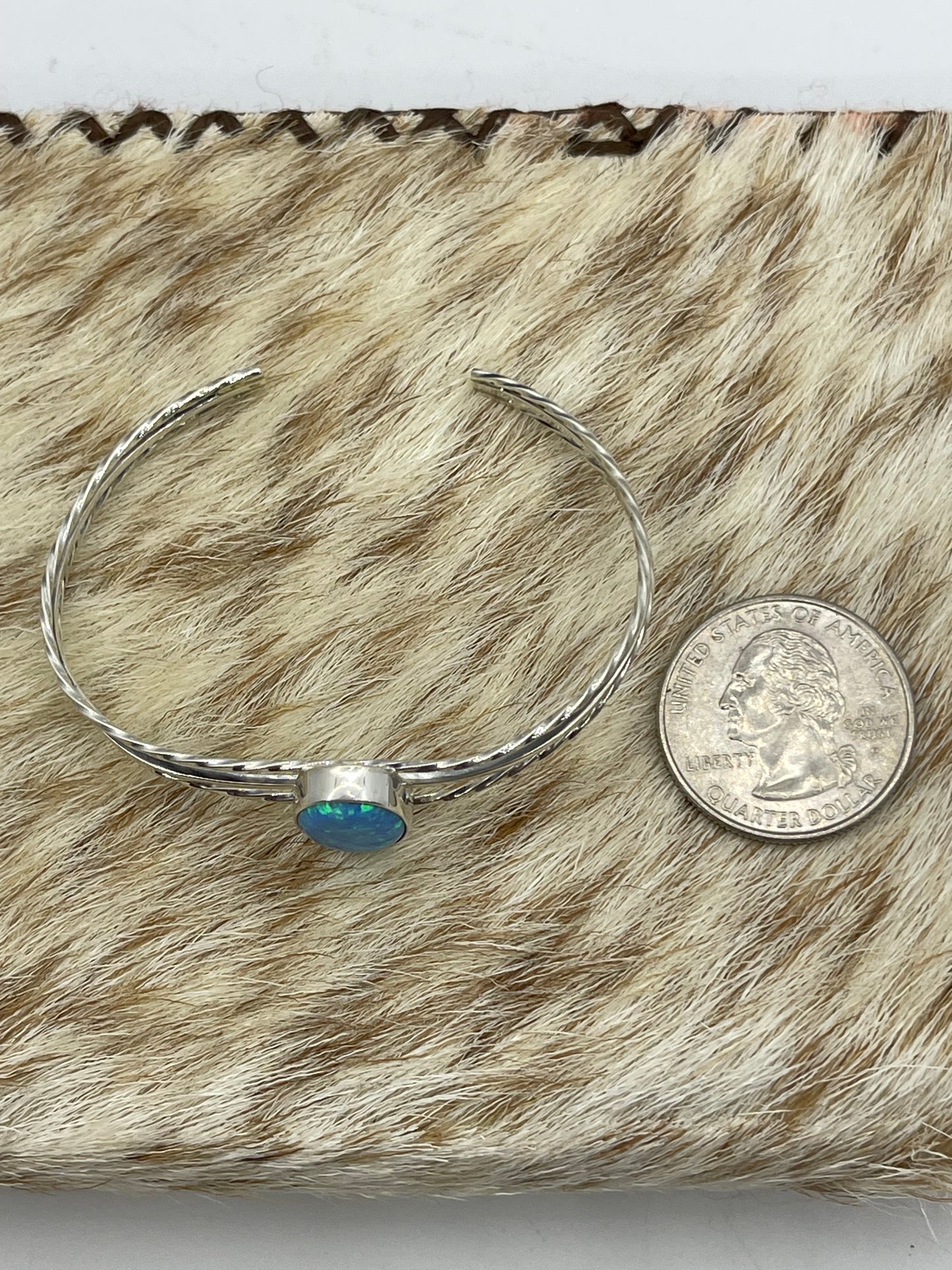 5 1/2"-7" Blue Opal Cuff by Alice Sanders, Navajo