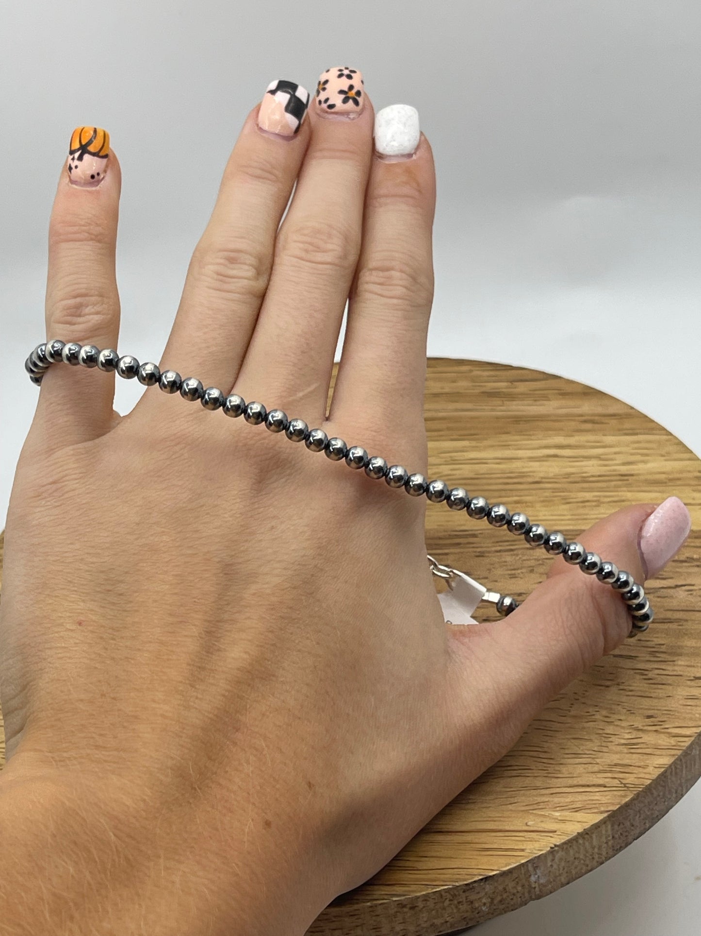 9"+2" 4mm Navajo Pearls Anklet