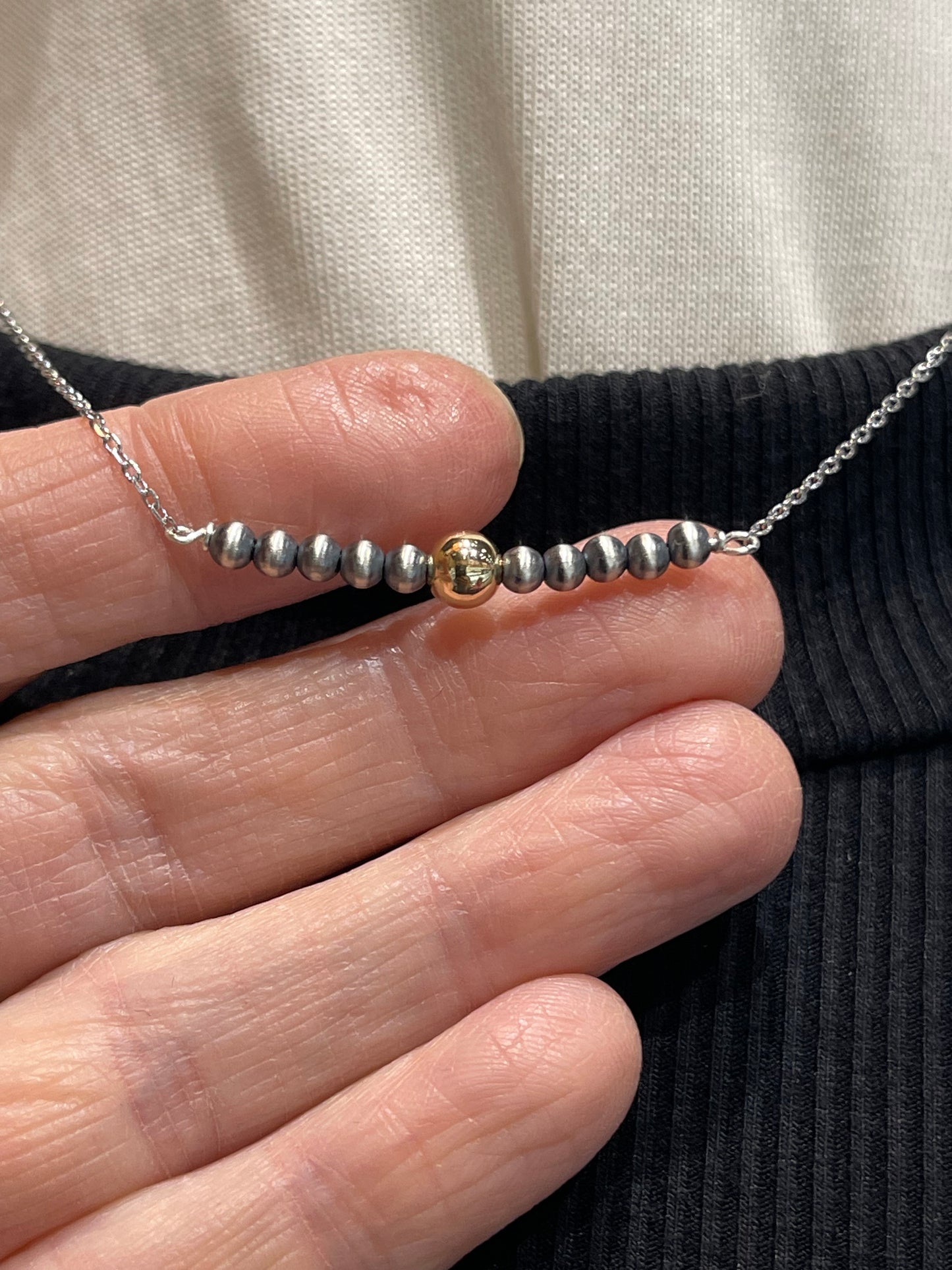 3mm Silver and 5mm 14k Gold Filled Necklace