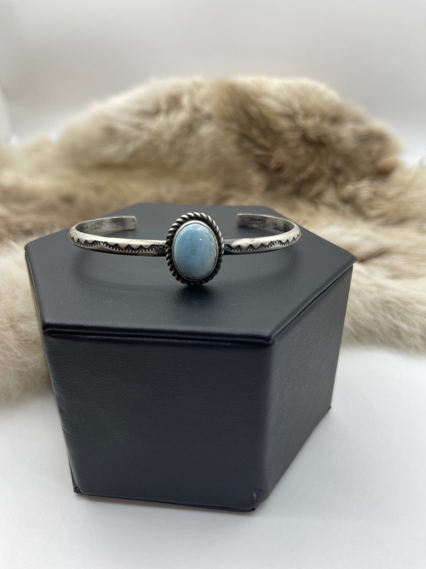 5.5"-7" Single Stone Golden Hills Turquoise Cuff by Donovan Skeet, Navajo