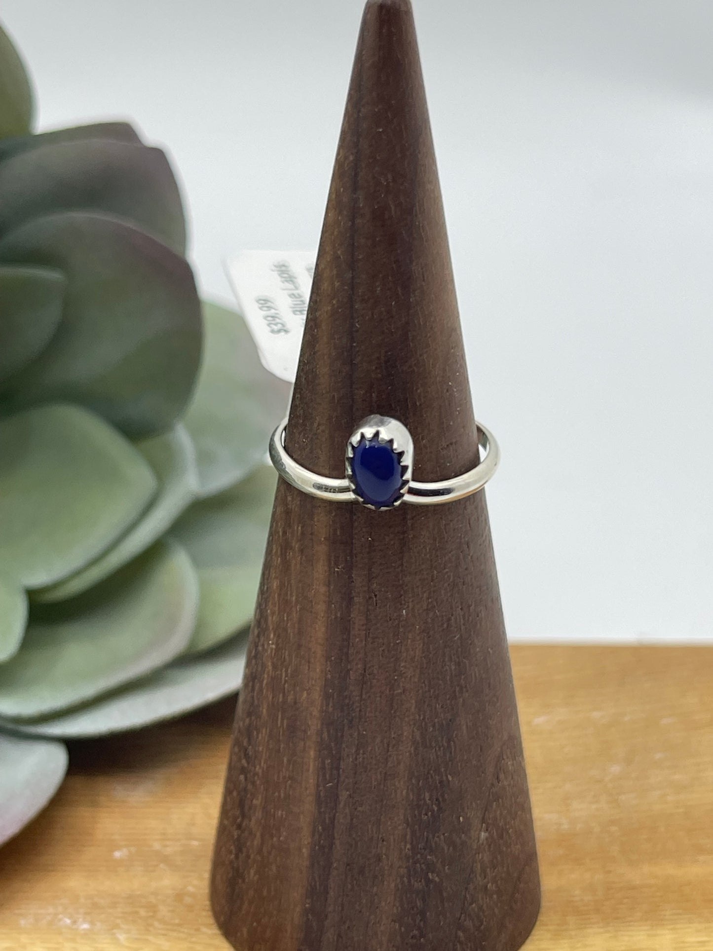 7.0 Dainty Blue Lapis Ring by Hiram Largo, Navajo