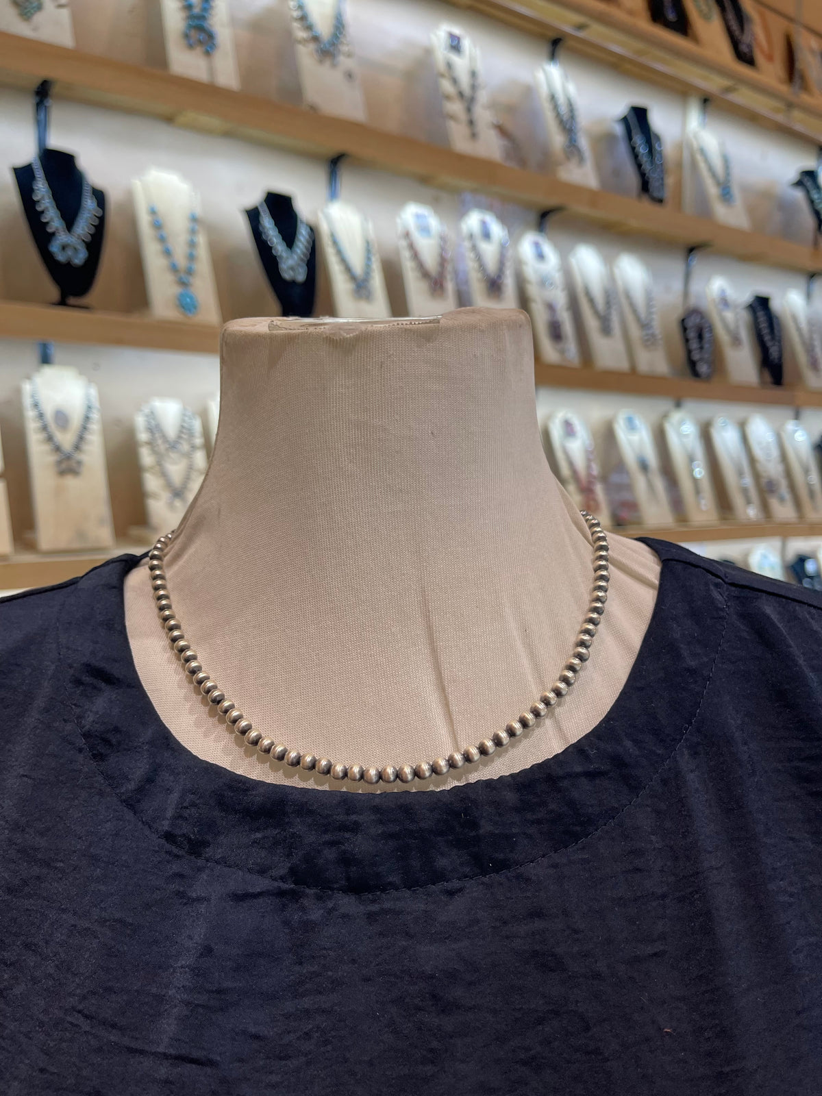 19” 5mm Navajo Style Pearls Strung by Lucinda Sardo, Navajo