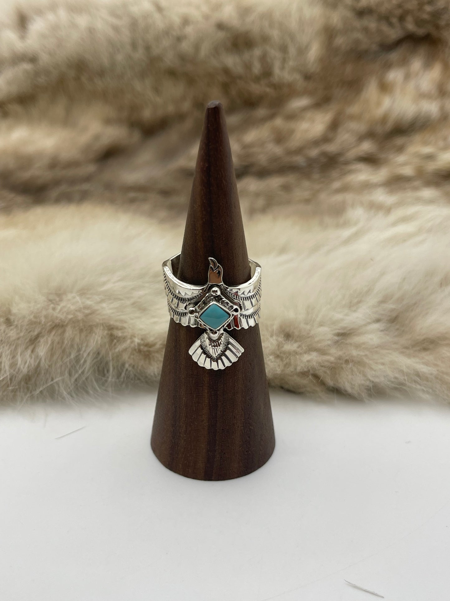 6.5 Semi-Adjustable Thunderbird with Turquoise by Jeremy Delgarito, Navajo