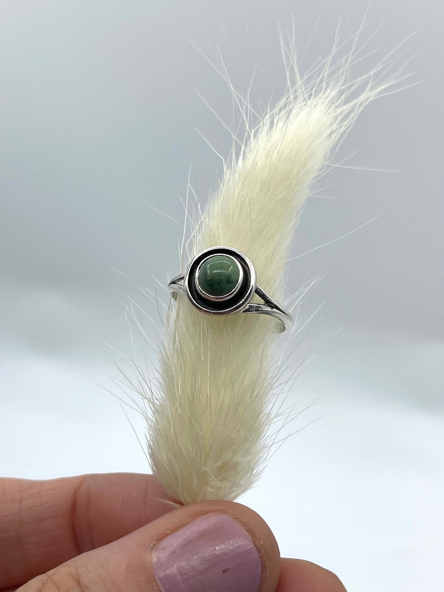 6.0 Dainty Turquoise Circle Ring by Martin Perry, Navajo