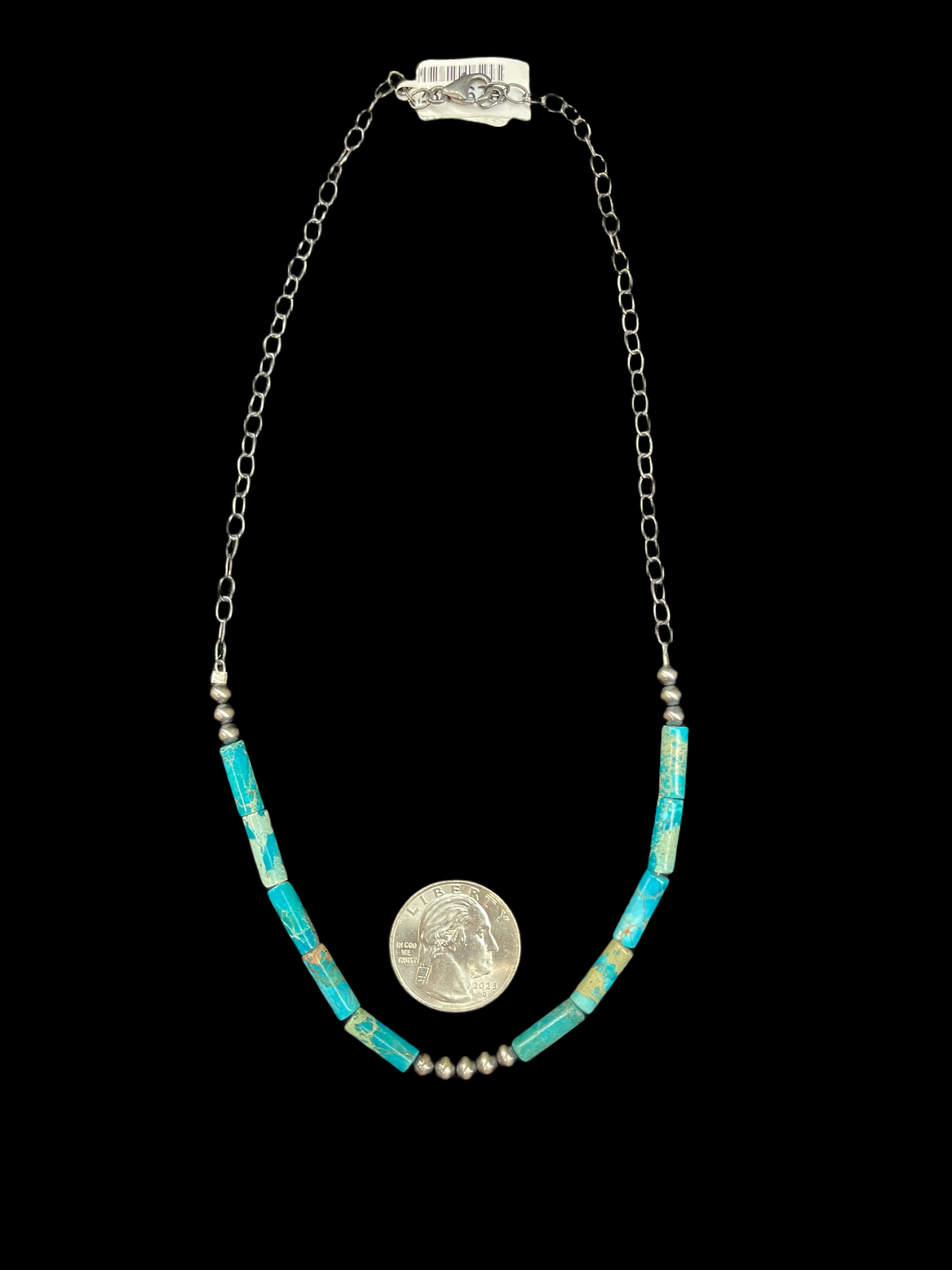 18" Turquoise Barrel and 4mm Navajo Pearls