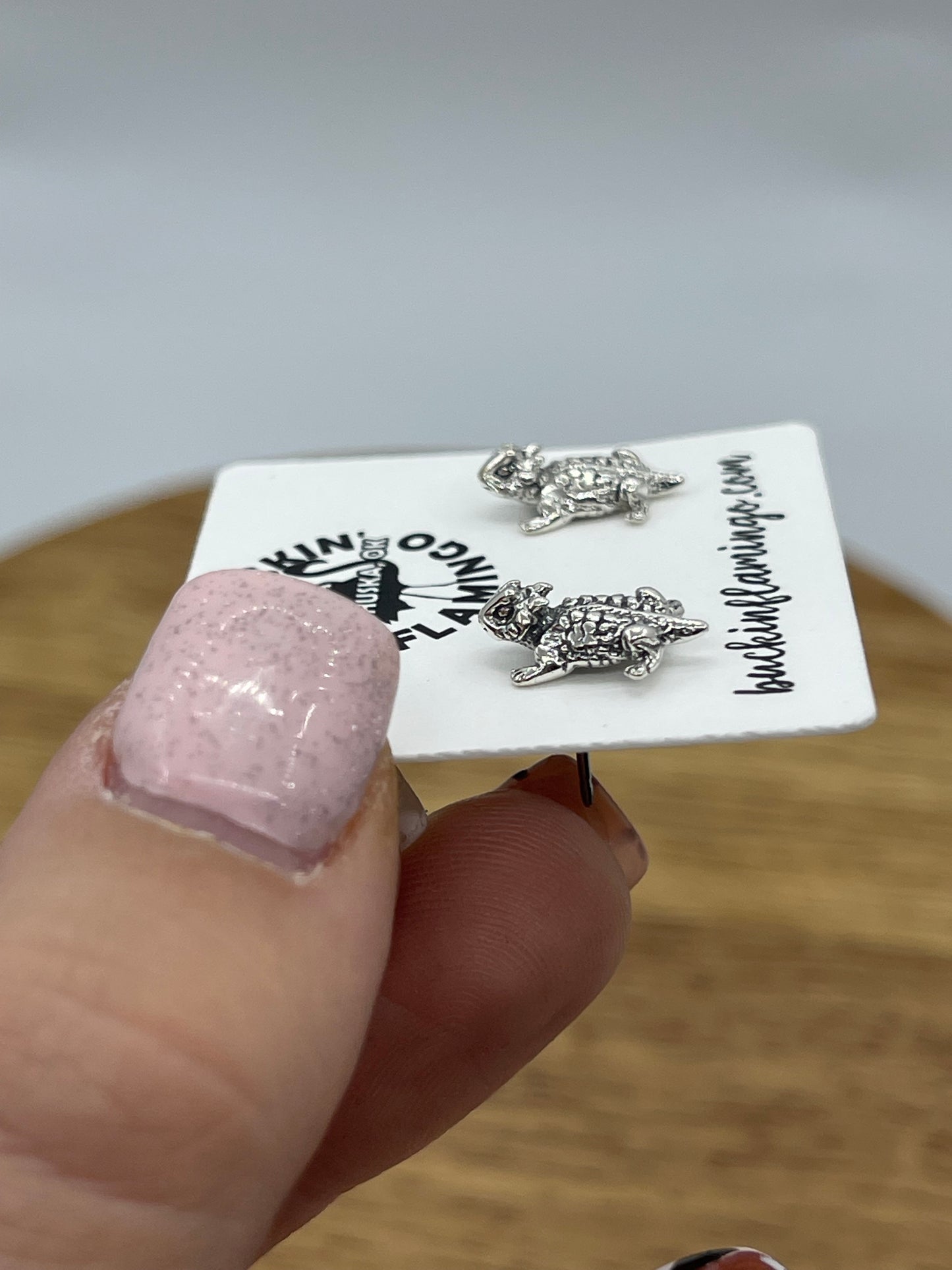 Sterling Silver Horned Frog Stud Post Earrings