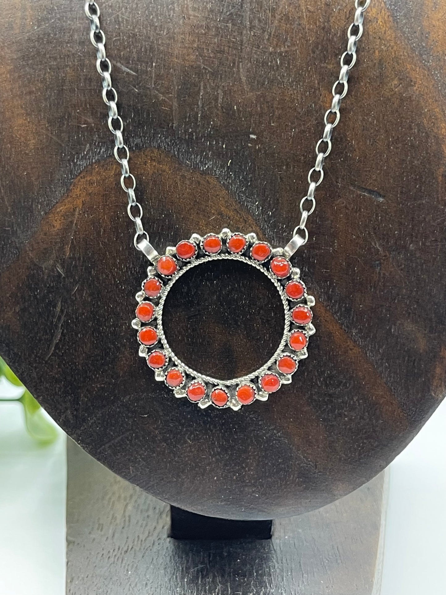 17" Red Coral Necklace by Phyllis Laati, Zuni