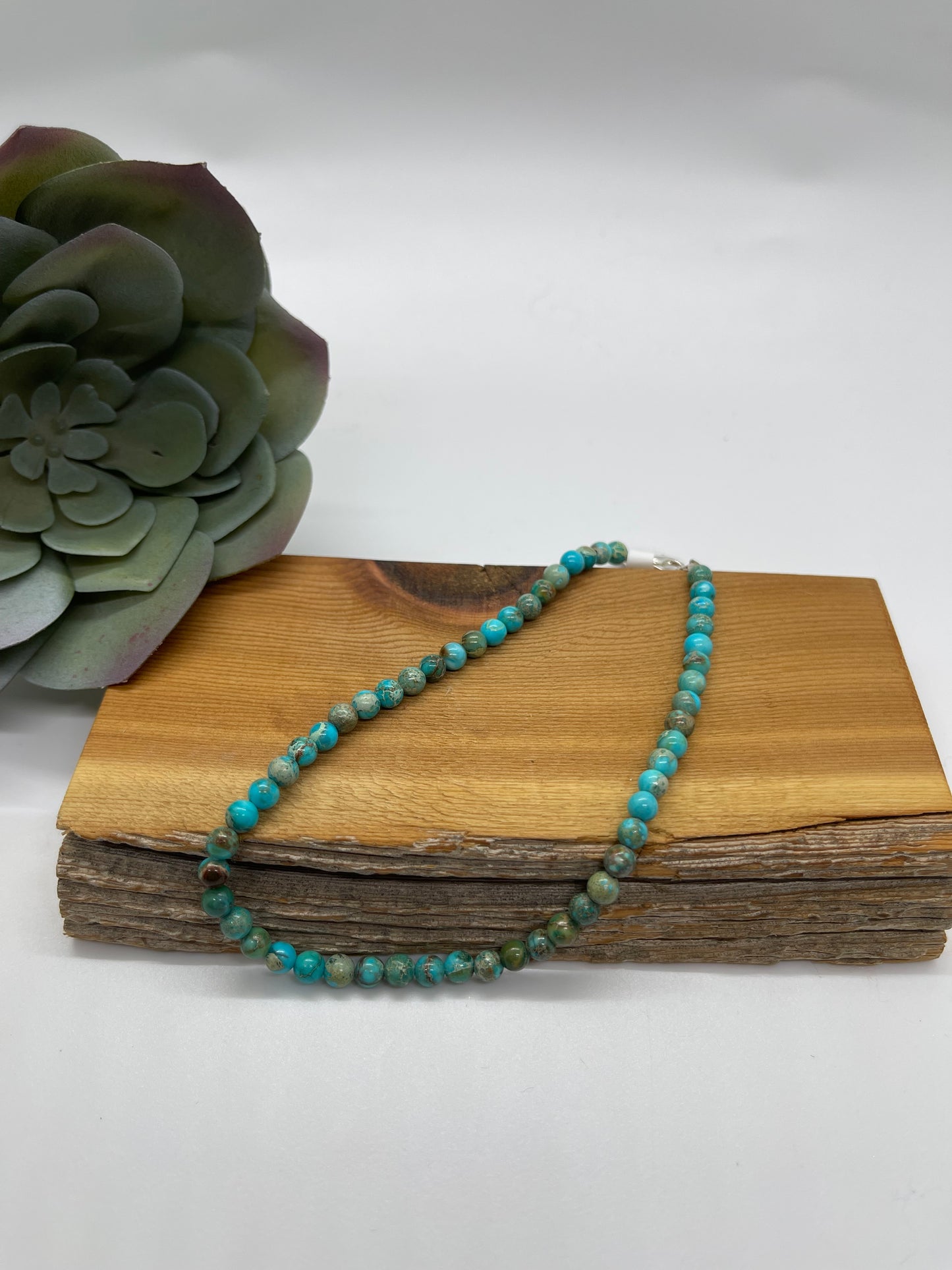 9 1/2" 5mm Turquoise Anklet by Ramona Calabaza, Santo Domingo
