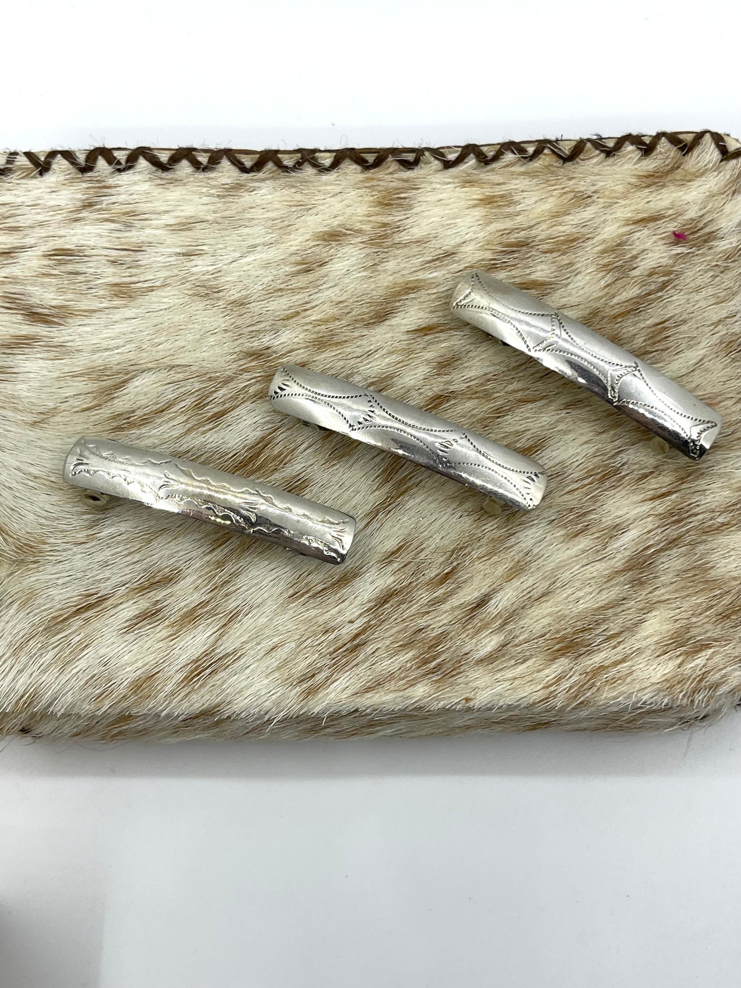 2" Silver Stamped Barrette Clip