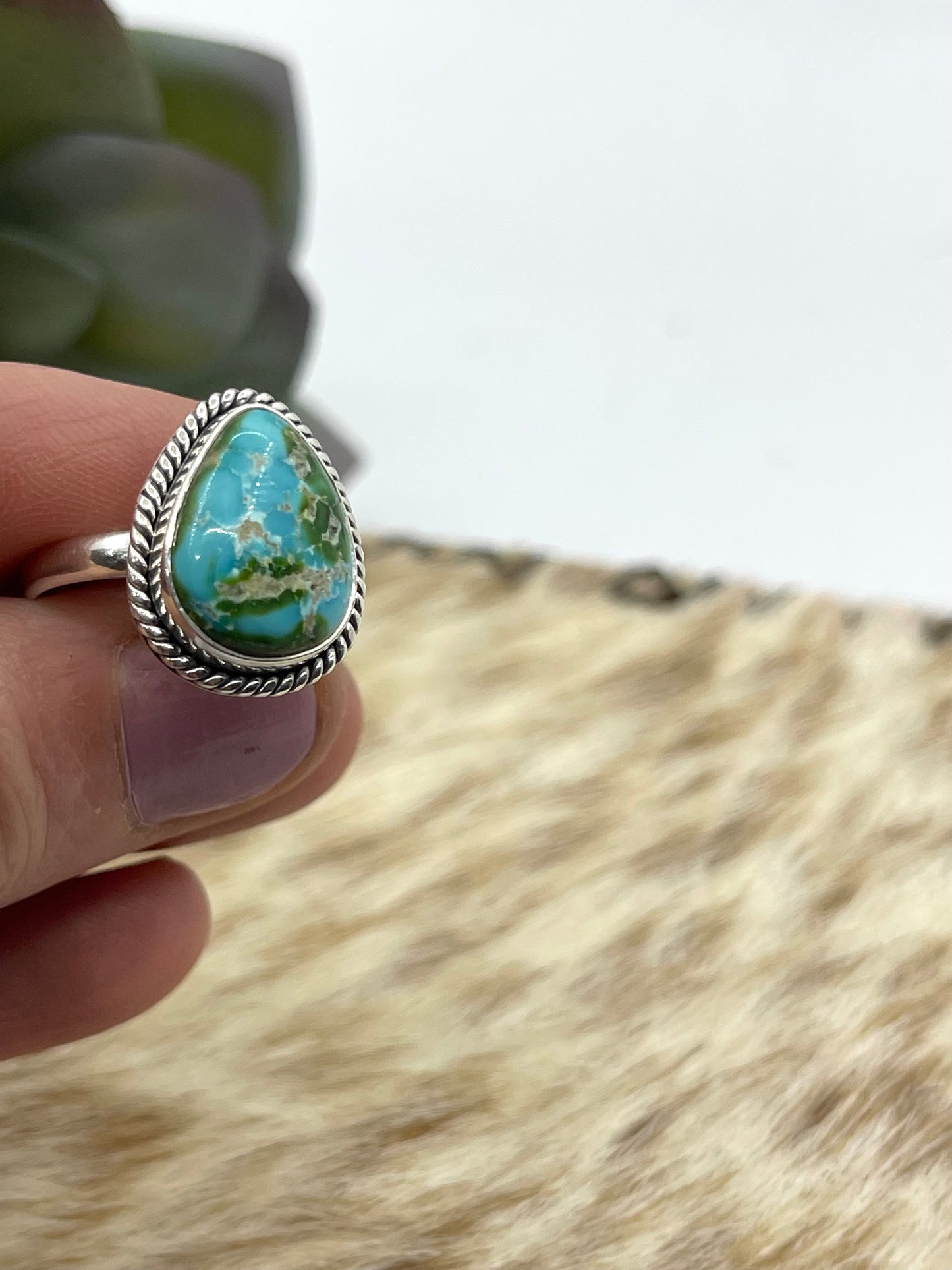 7.0 Sonoran Gold Turquoise Teardrop Ring