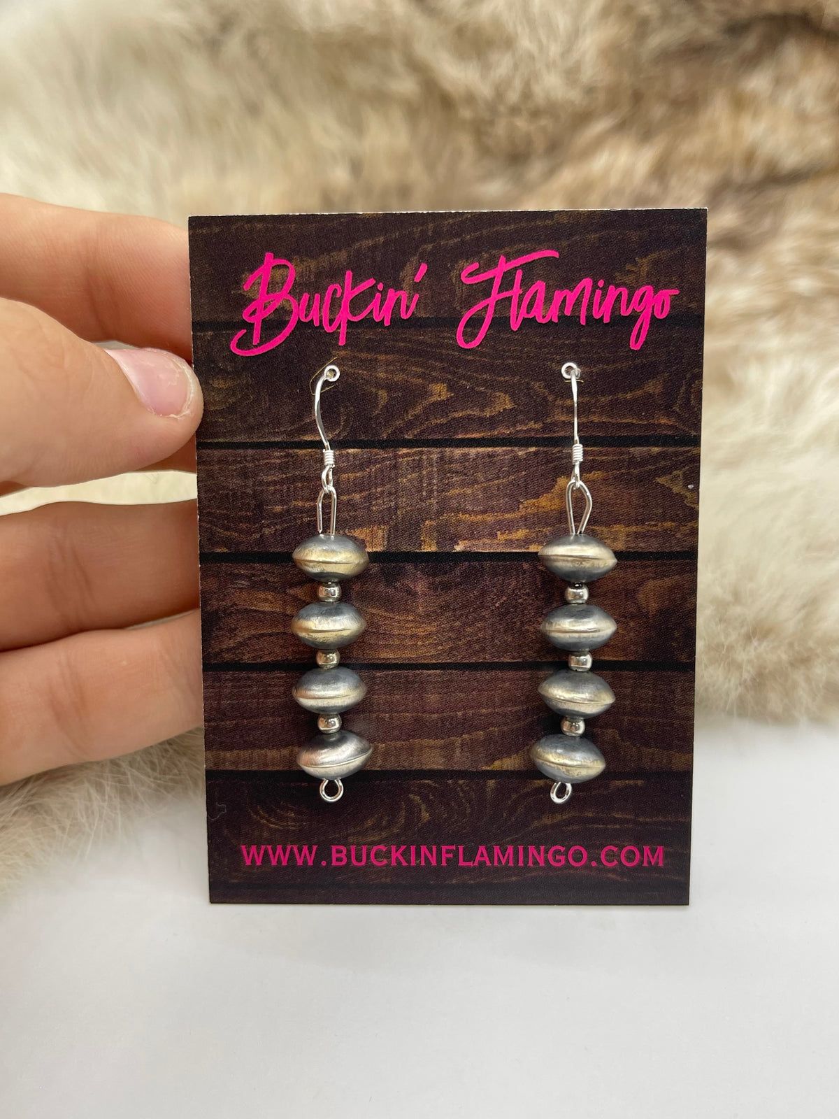 Handmade Navajo Pearl Earrings by Tylena Nez, Navajo
