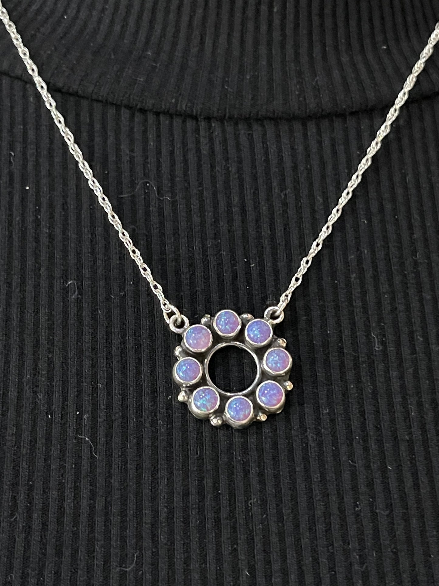 18" Purple Opal Infinity Necklace by Loretta Delgarito, Navajo