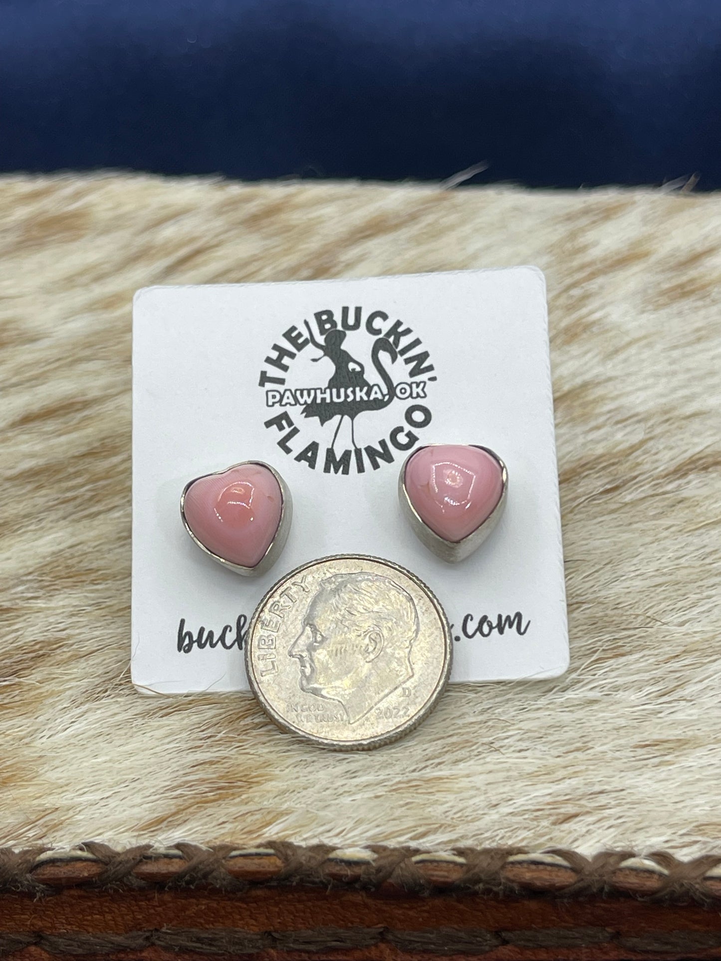 Pink Conch Shell Heart Earrings