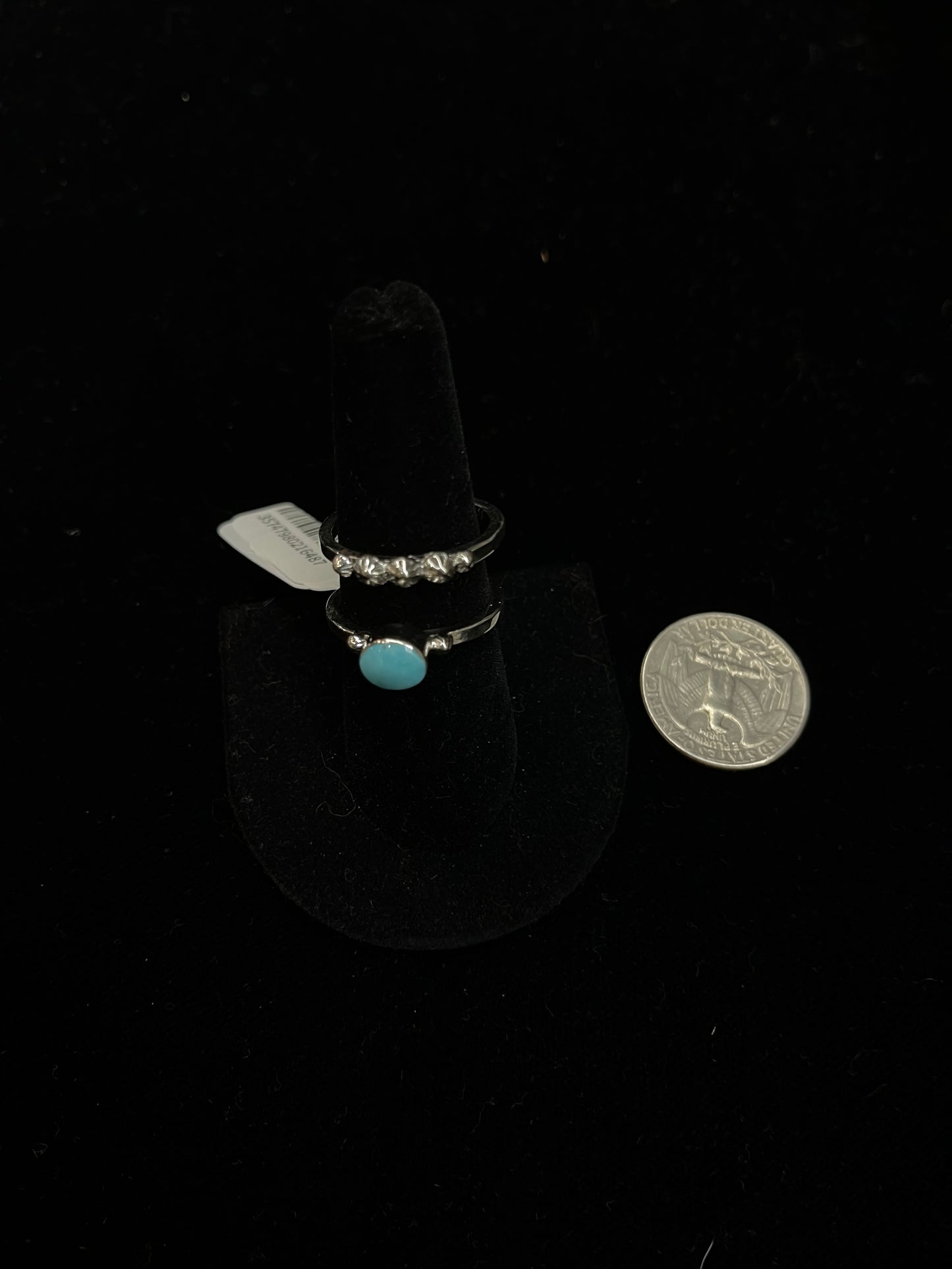 9.0 2 Ring Turquoise Ring by Sonyei Coho, Navajo